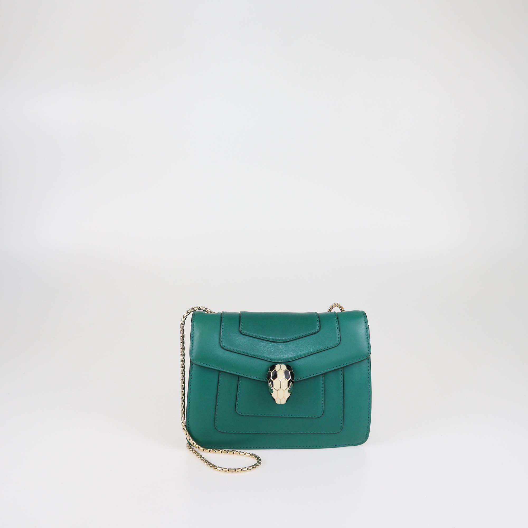 Bvlgari Green Leather Small Serpenti Forever Crossbody Bag