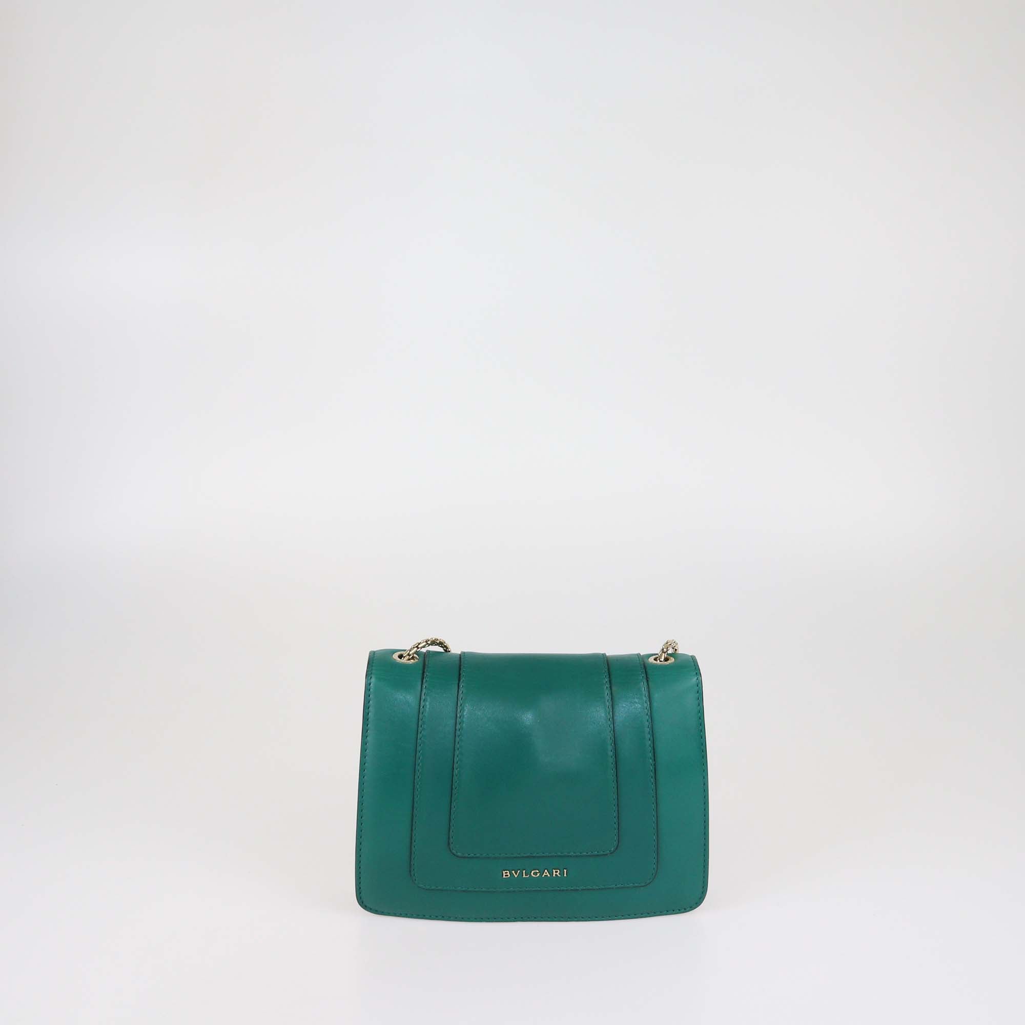 Bvlgari Green Leather Small Serpenti Forever Crossbody Bag