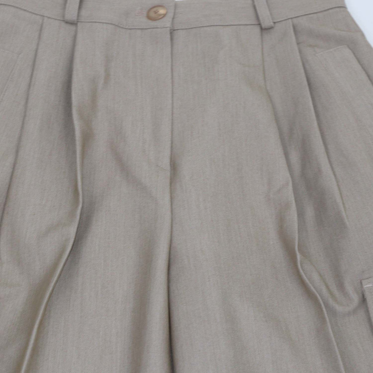 The Frankie Shop Beige Blend Polyester Cargo Wide Leg Pants