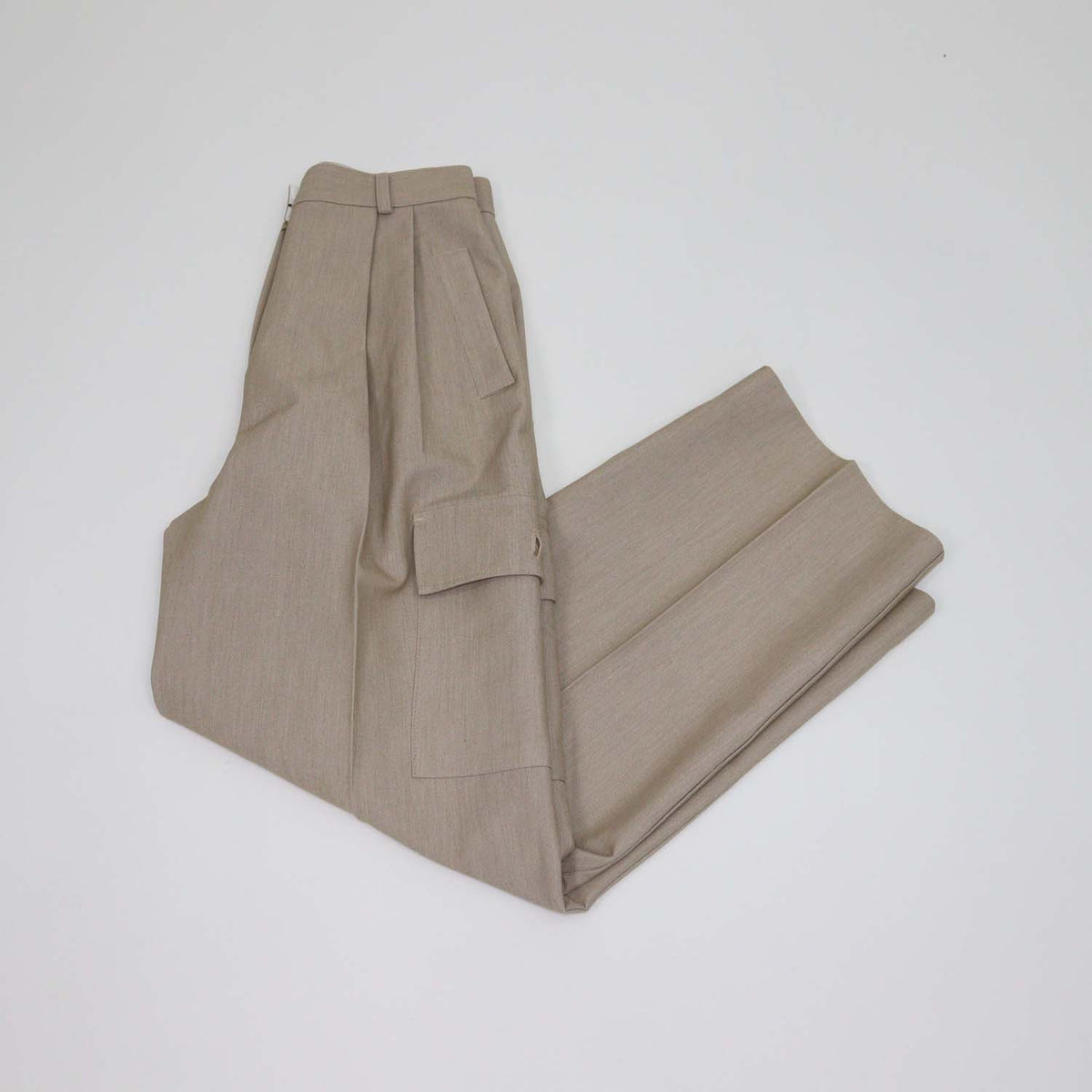 The Frankie Shop Beige Blend Polyester Cargo Wide Leg Pants