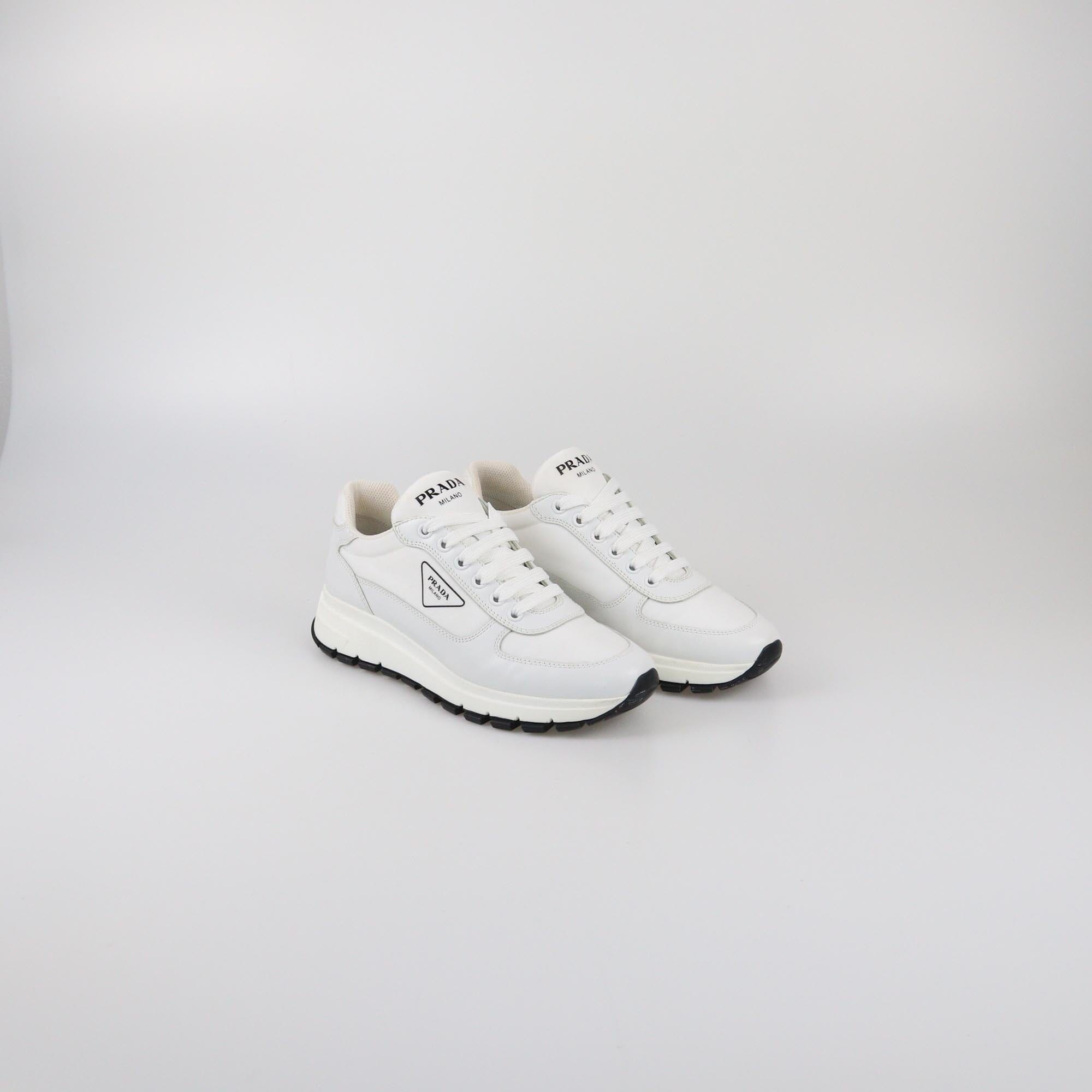 Prada Sport White Re-Nylon Low Top Sneakers Womens Prada Sport
