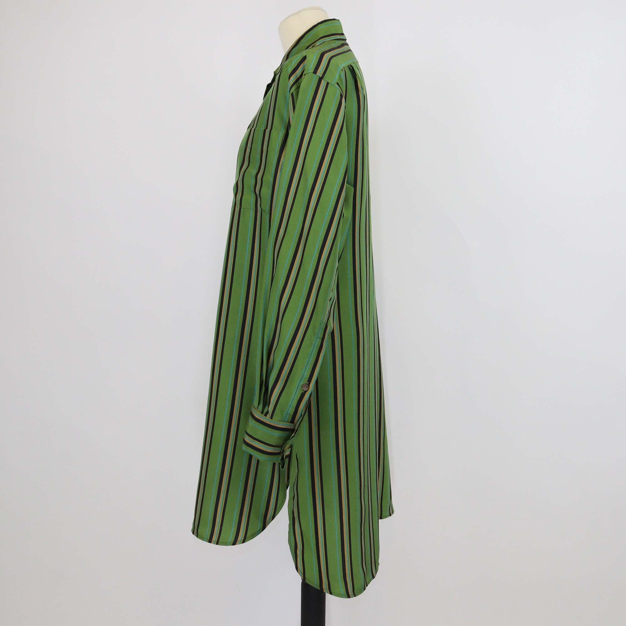 Loewe Green Silk Stripe Long Shirt