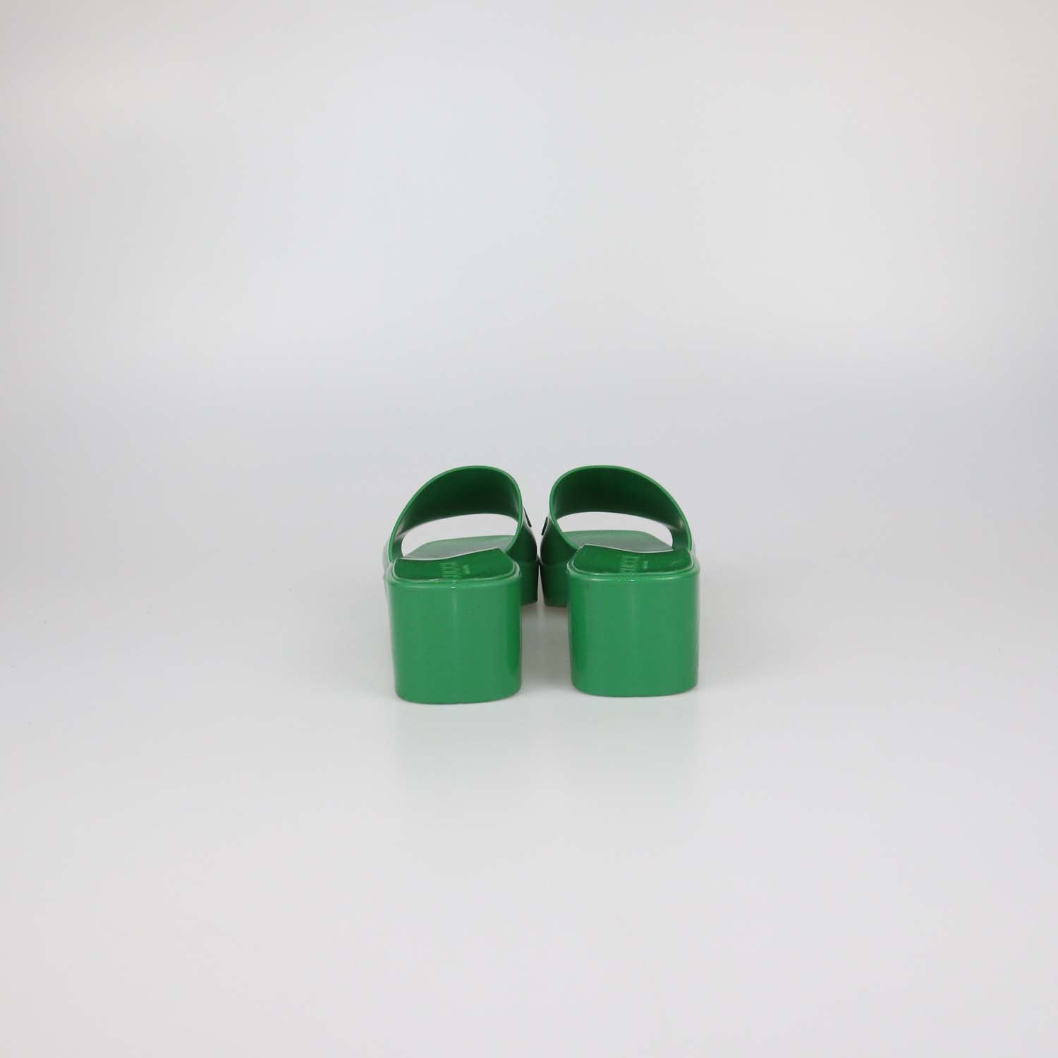 Gucci Green Rubber Block Heel Slide Sandals