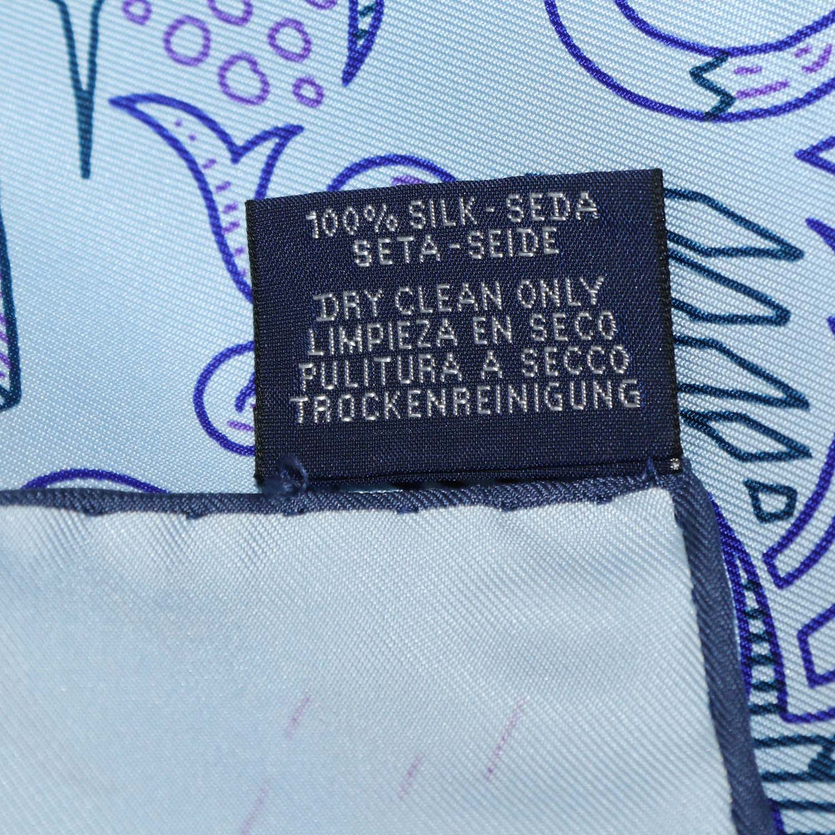 Hermes Blue Ciel, Encre, Violet Silk Please Hold The Line Scarf 90