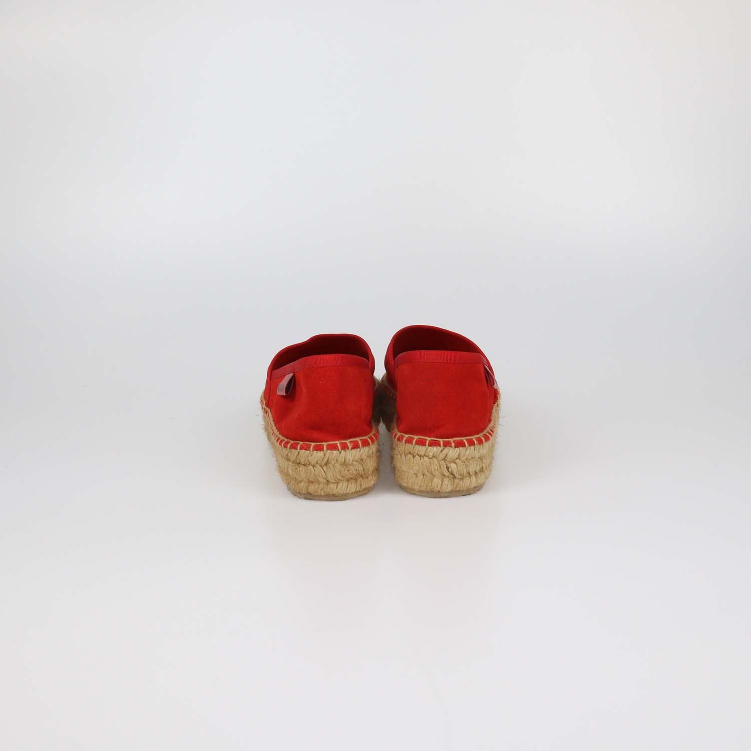 Love Moschino Red Suede Platform Espadrille Flats