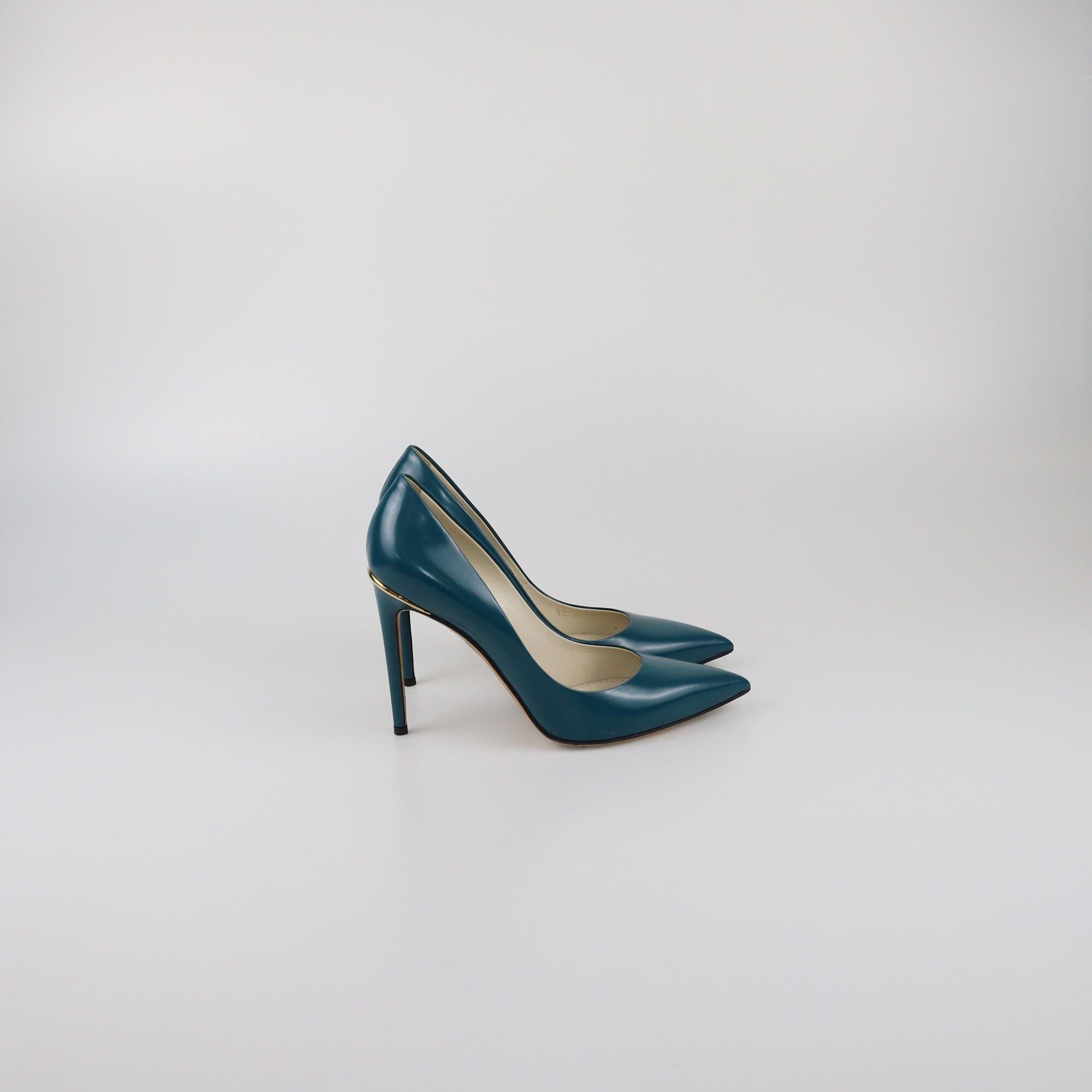 Louis Vuitton Teal Blue Eyeline Pointed Toe Pumps Womens Louis Vuitton