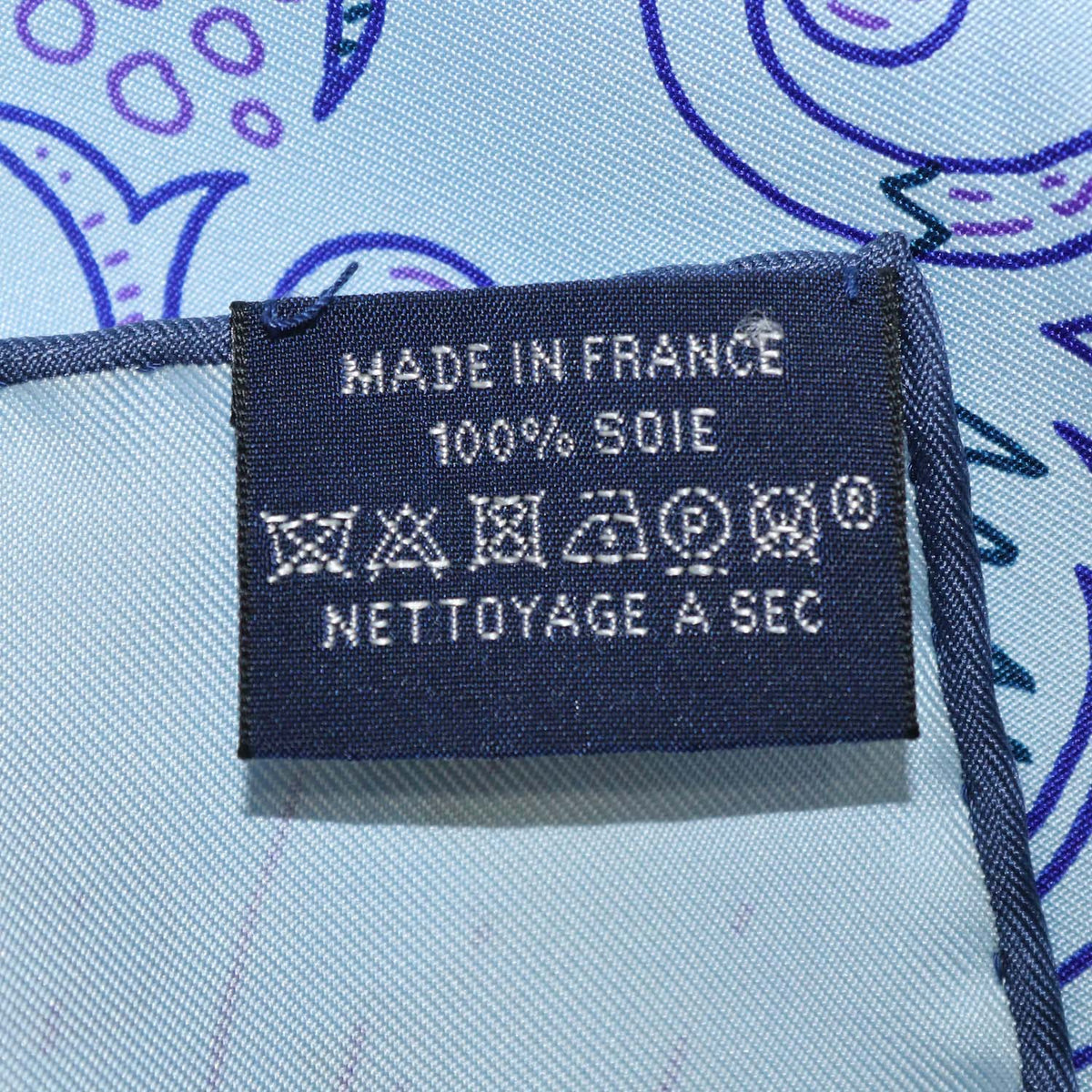 Hermes Blue Ciel, Encre, Violet Silk Please Hold The Line Scarf 90