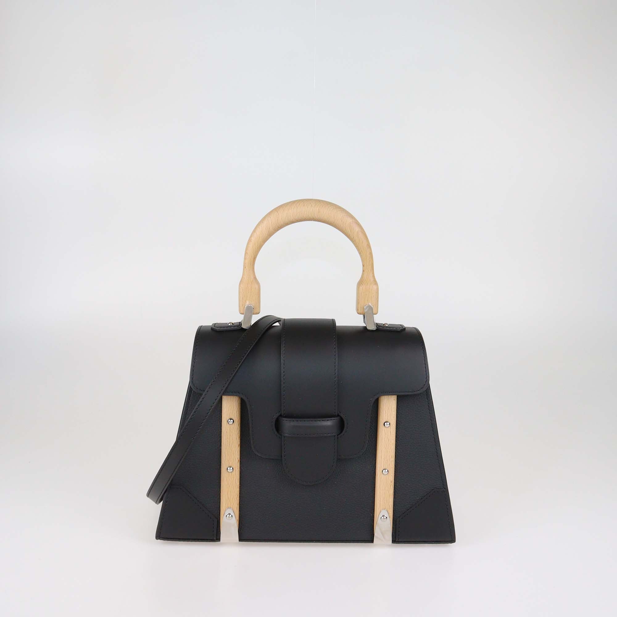 Goyard Black Leather Saigon PM Top Handle Bag