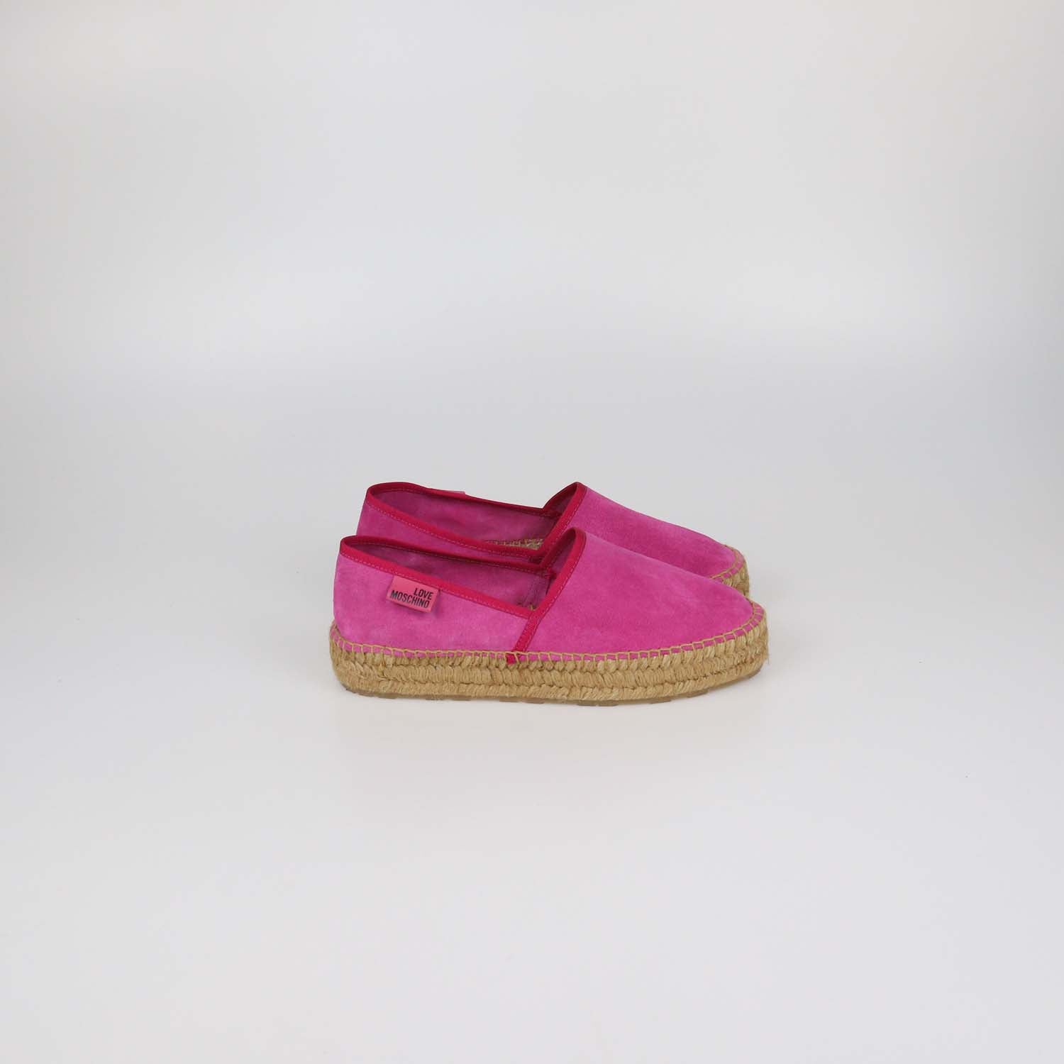 Love Moschino Fuchsia Suede Platform Espadrille Flats