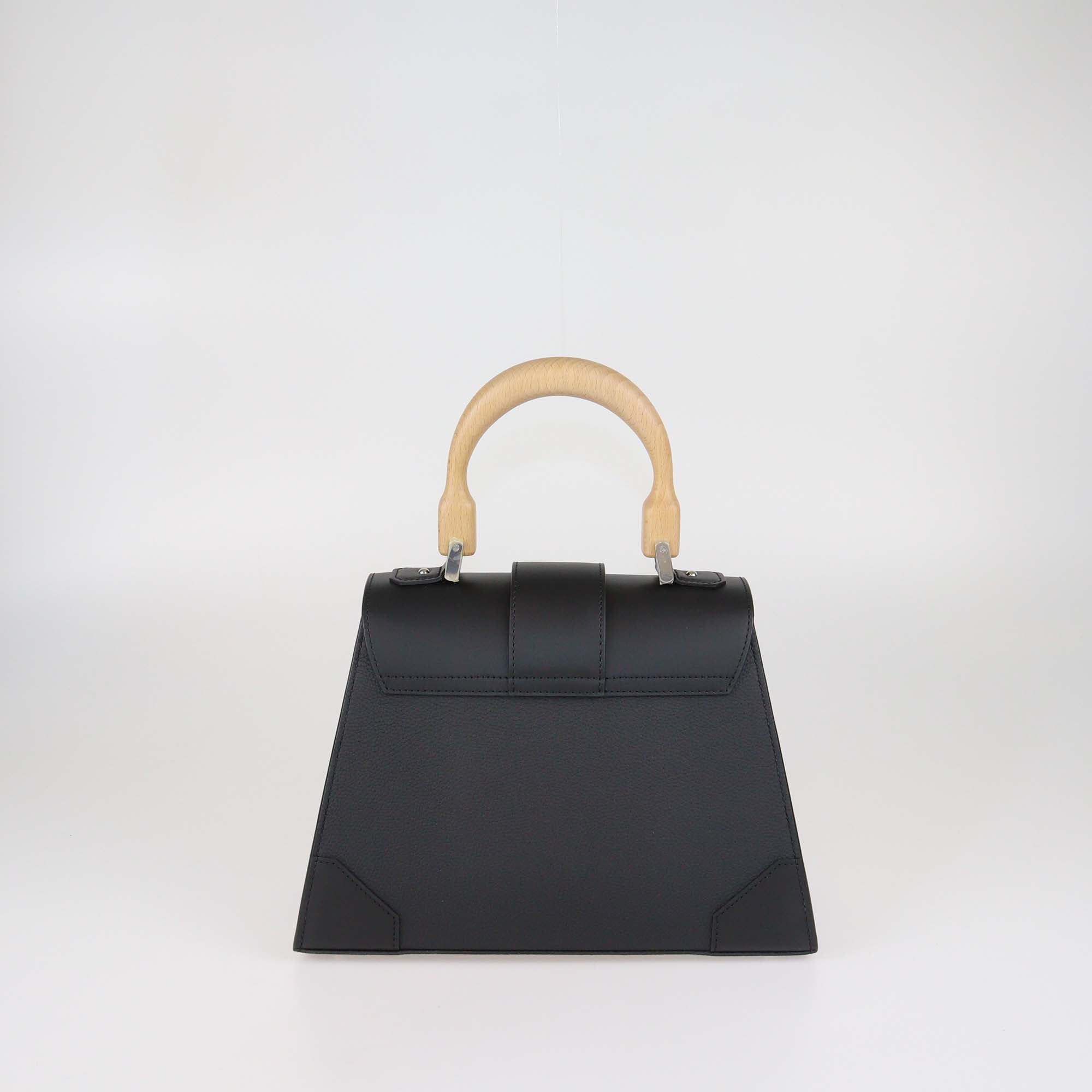 Goyard Black Leather Saigon PM Top Handle Bag