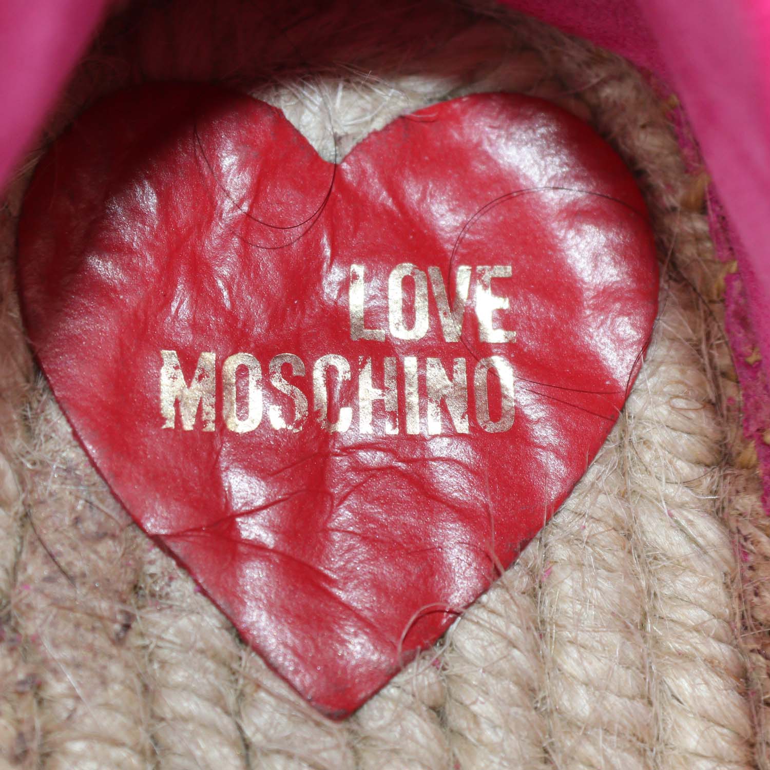 Love Moschino Fuchsia Suede Platform Espadrille Flats