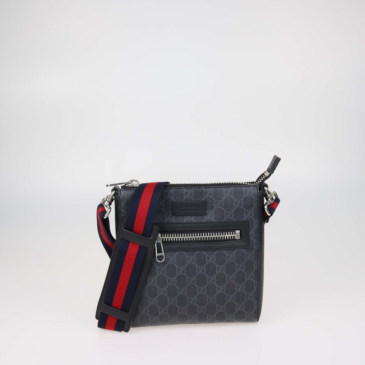 Gucci Black GG Supreme Canvas and Leather Messenger Bag