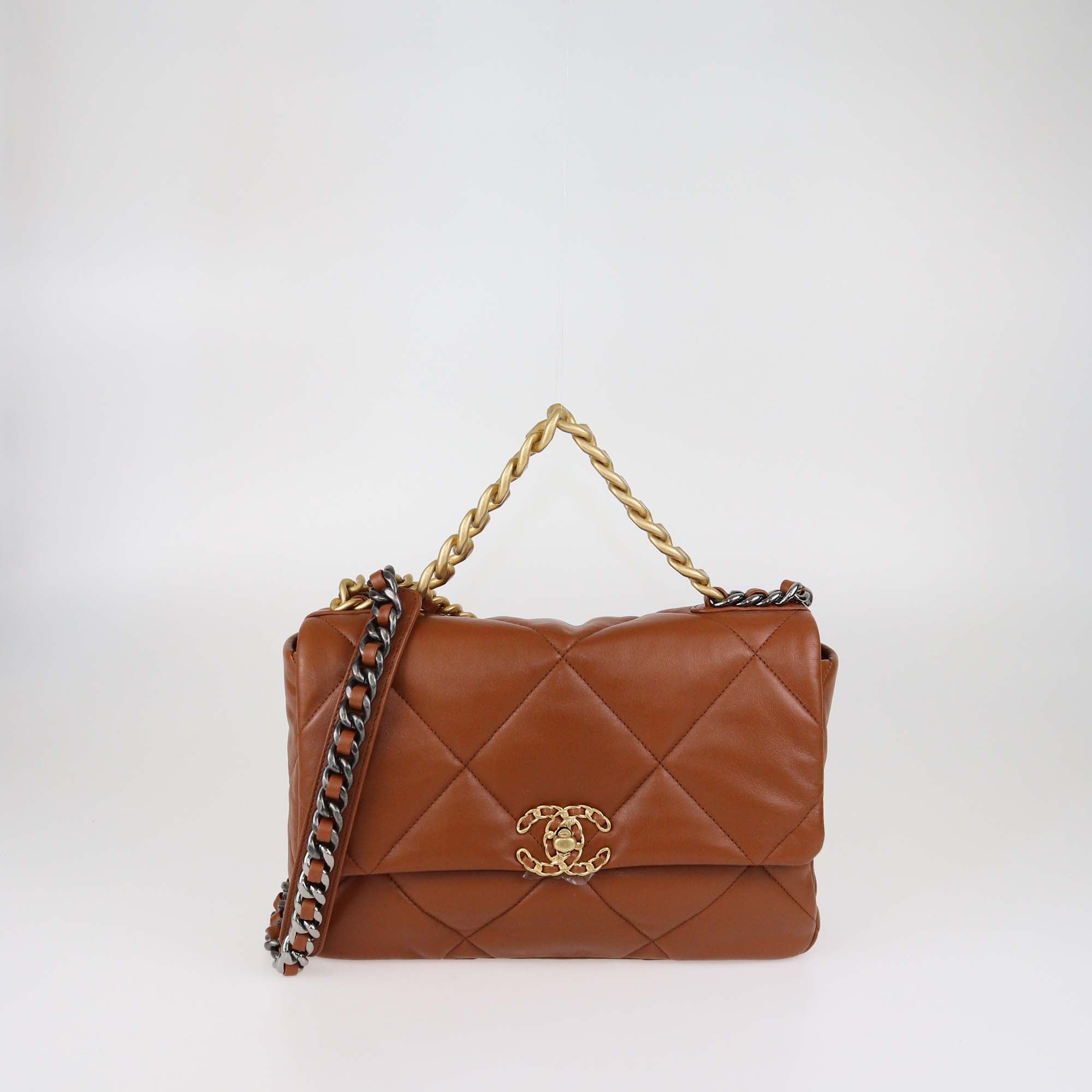 Chanel Brown Quilted Leather Large 19 Flap Bag