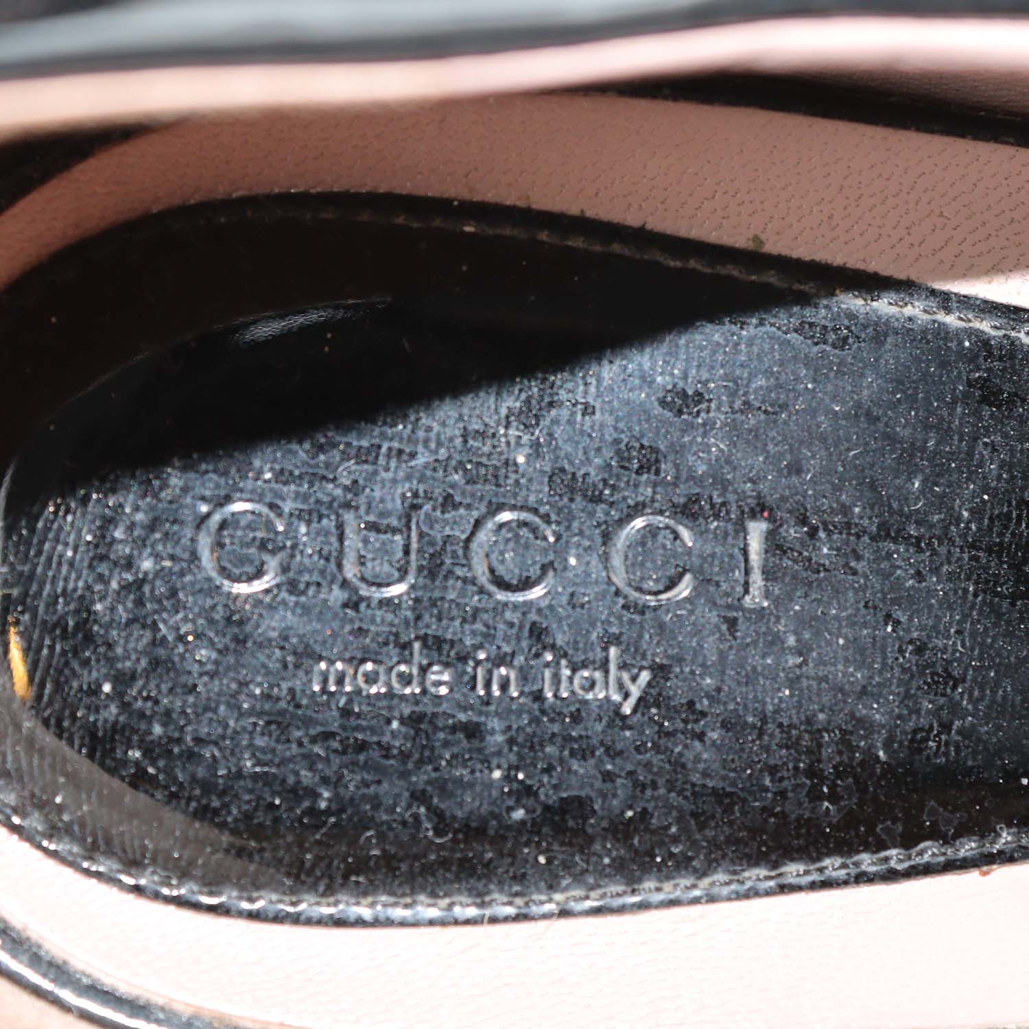 Gucci Black Patent Leather Platform Peep Toe Pumps