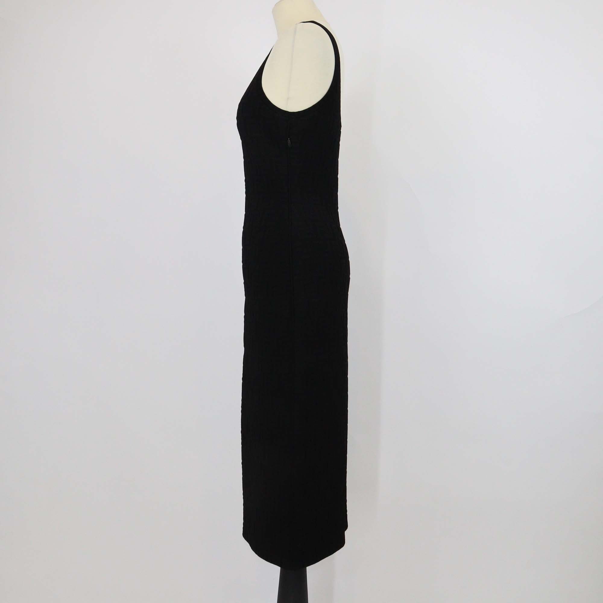 Fendi Black FF Zucca Monogram Sleeveless Midi Dress