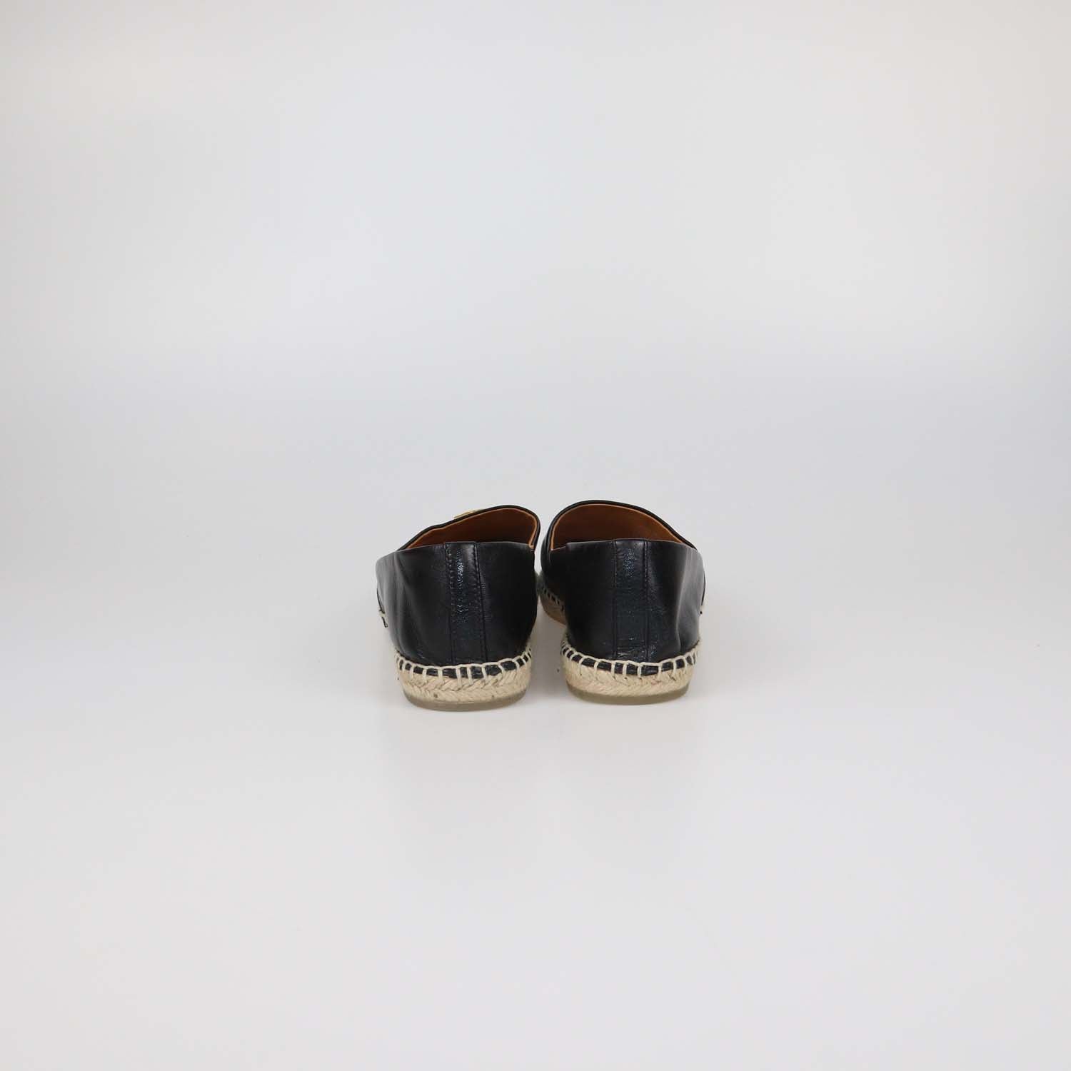 Tory Burch Black Leather Ines Platform Espadrille Flats
