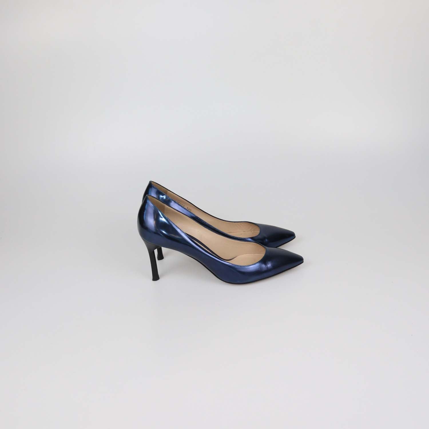 Emporio Armani Blue Patent Leather Pointed Toe Pumps