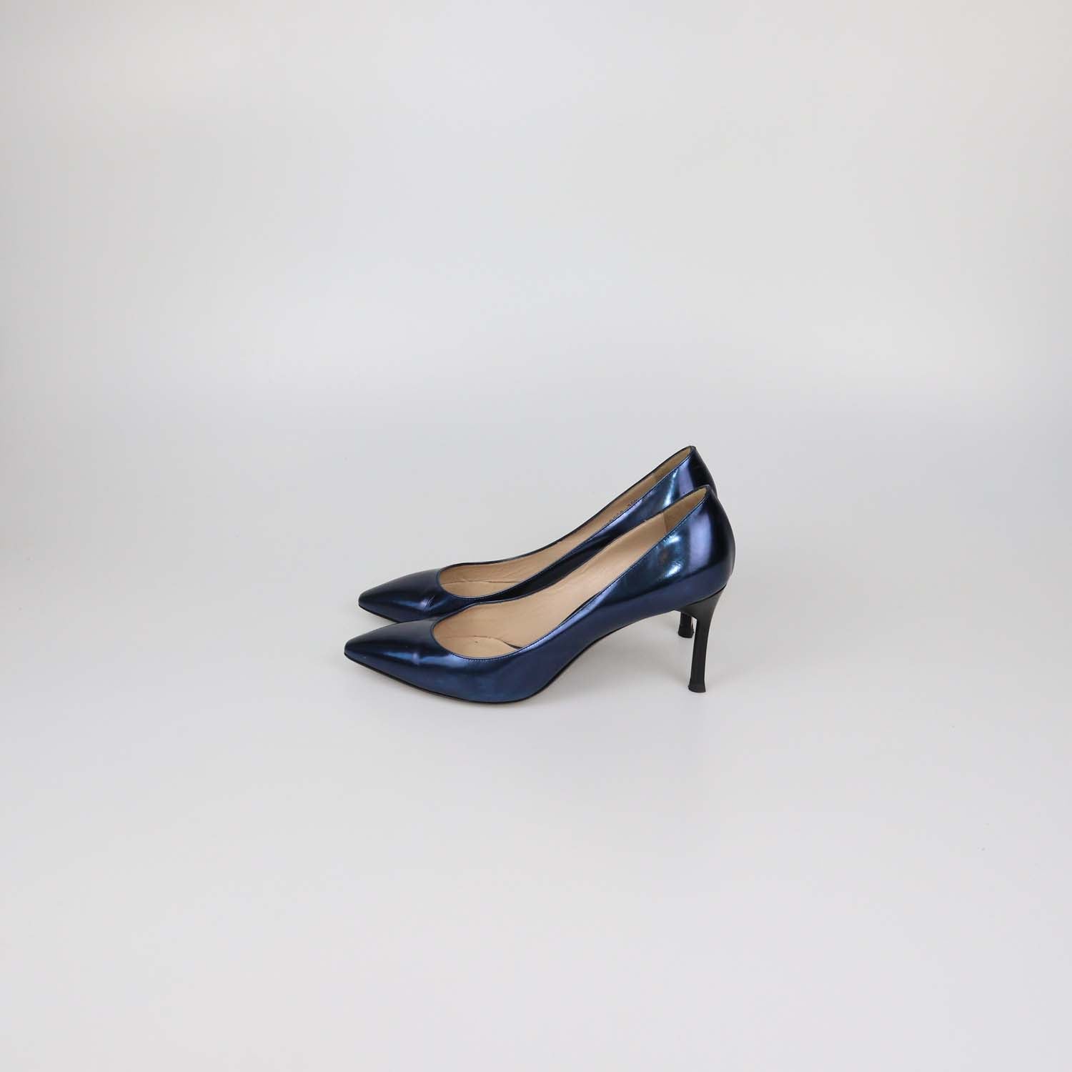 Emporio Armani Blue Patent Leather Pointed Toe Pumps