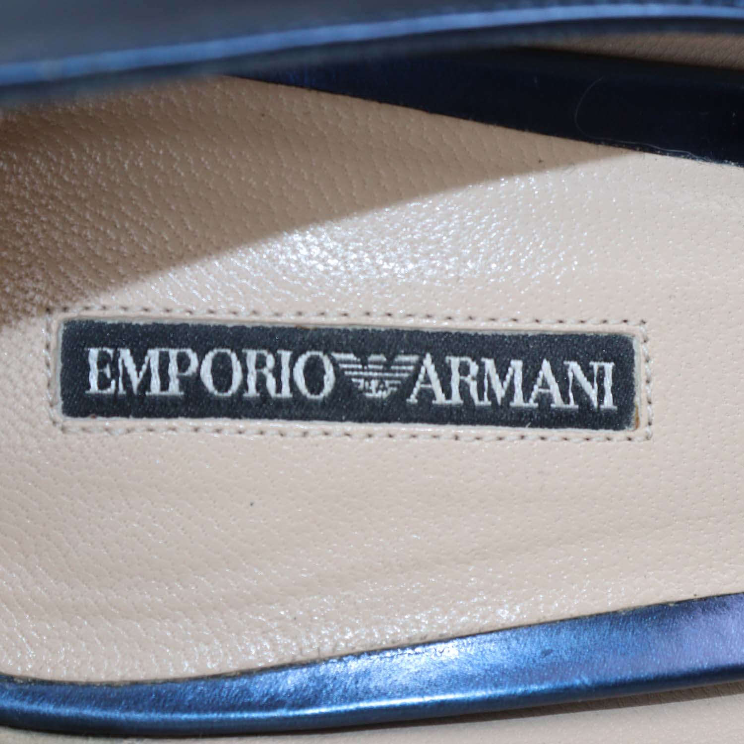 Emporio Armani Blue Patent Leather Pointed Toe Pumps