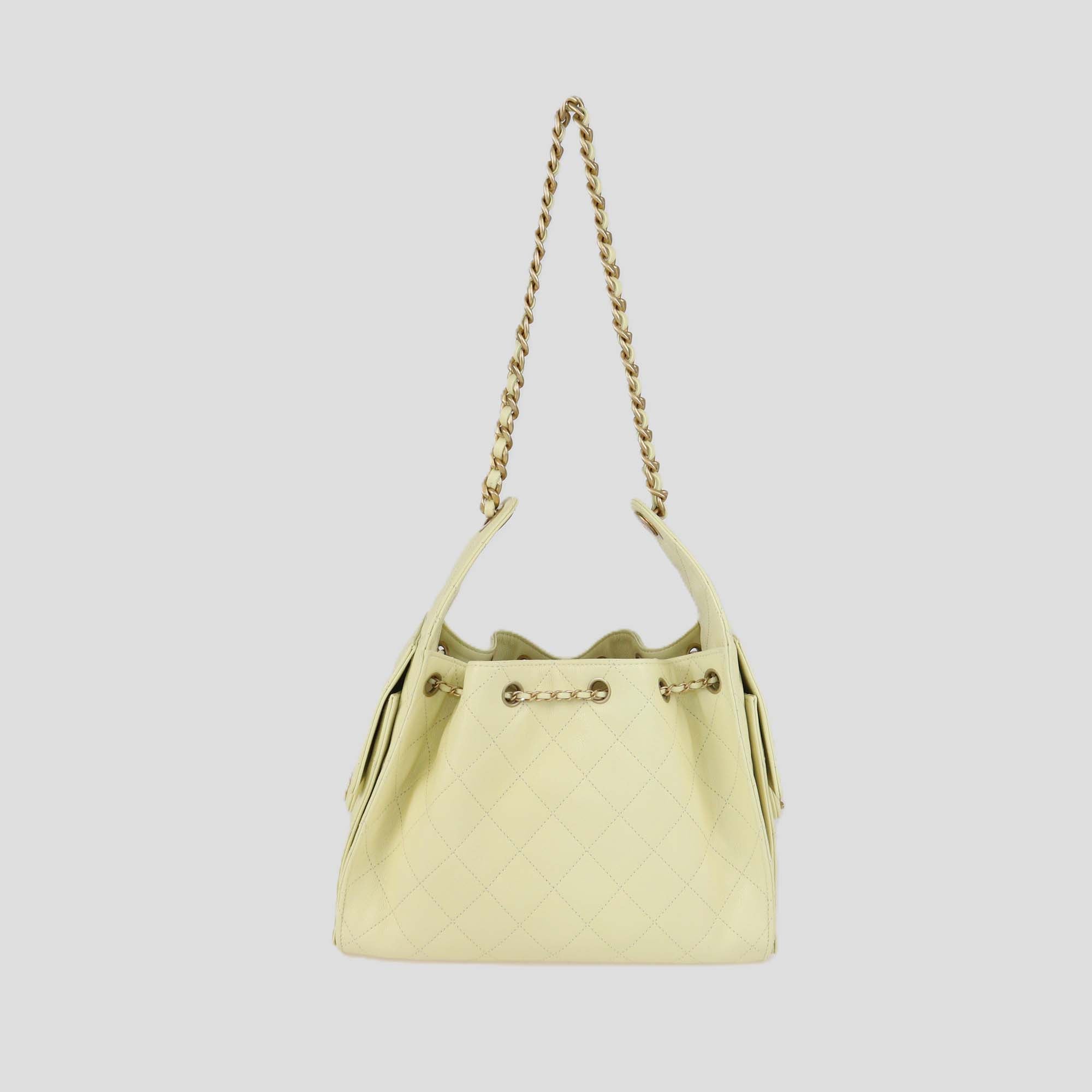 Chanel Yellow Quilted Caviar Leather Small Chanel 25 Bag