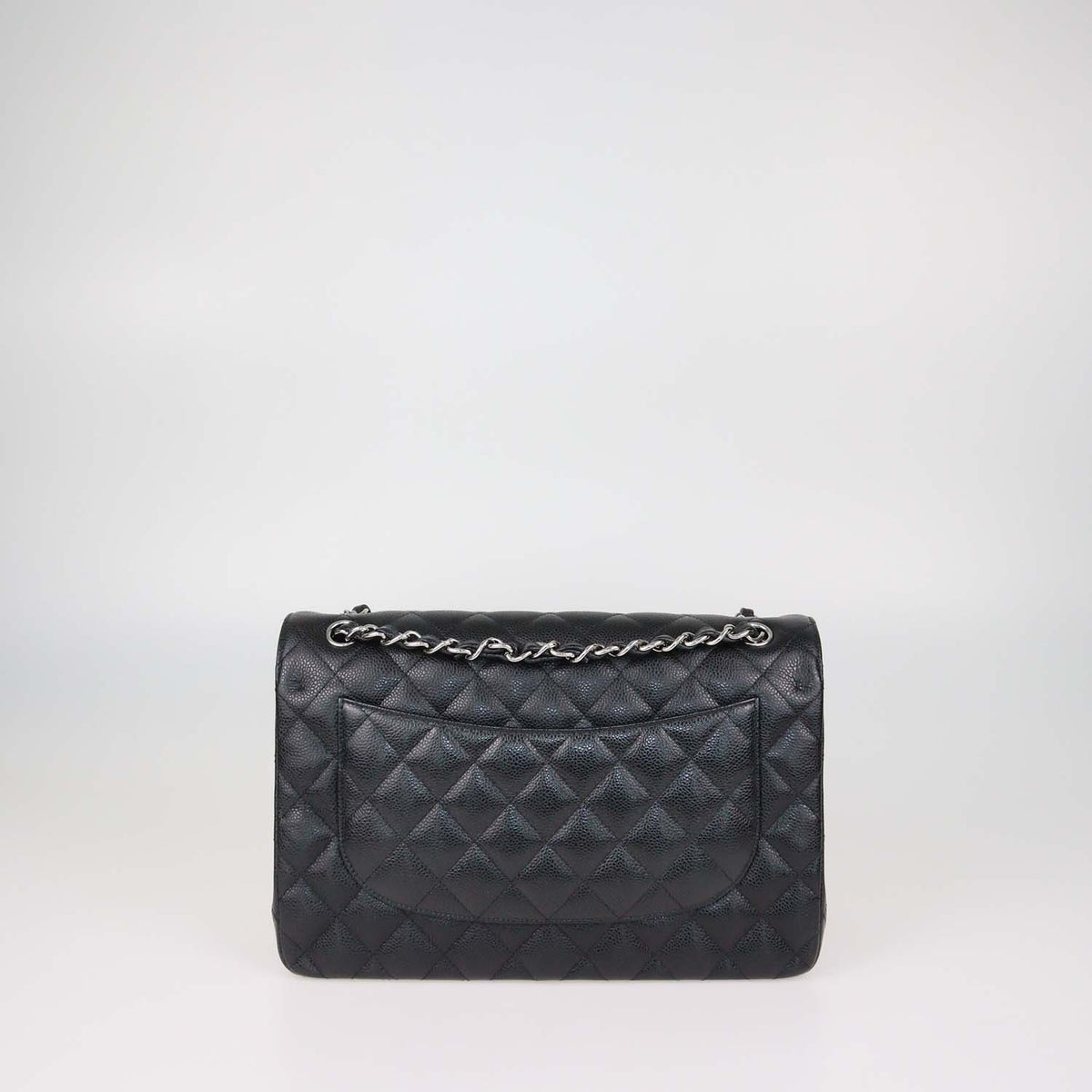 Chanel Black Quilted Caviar Leather Jumbo Classic Double Flap Bag