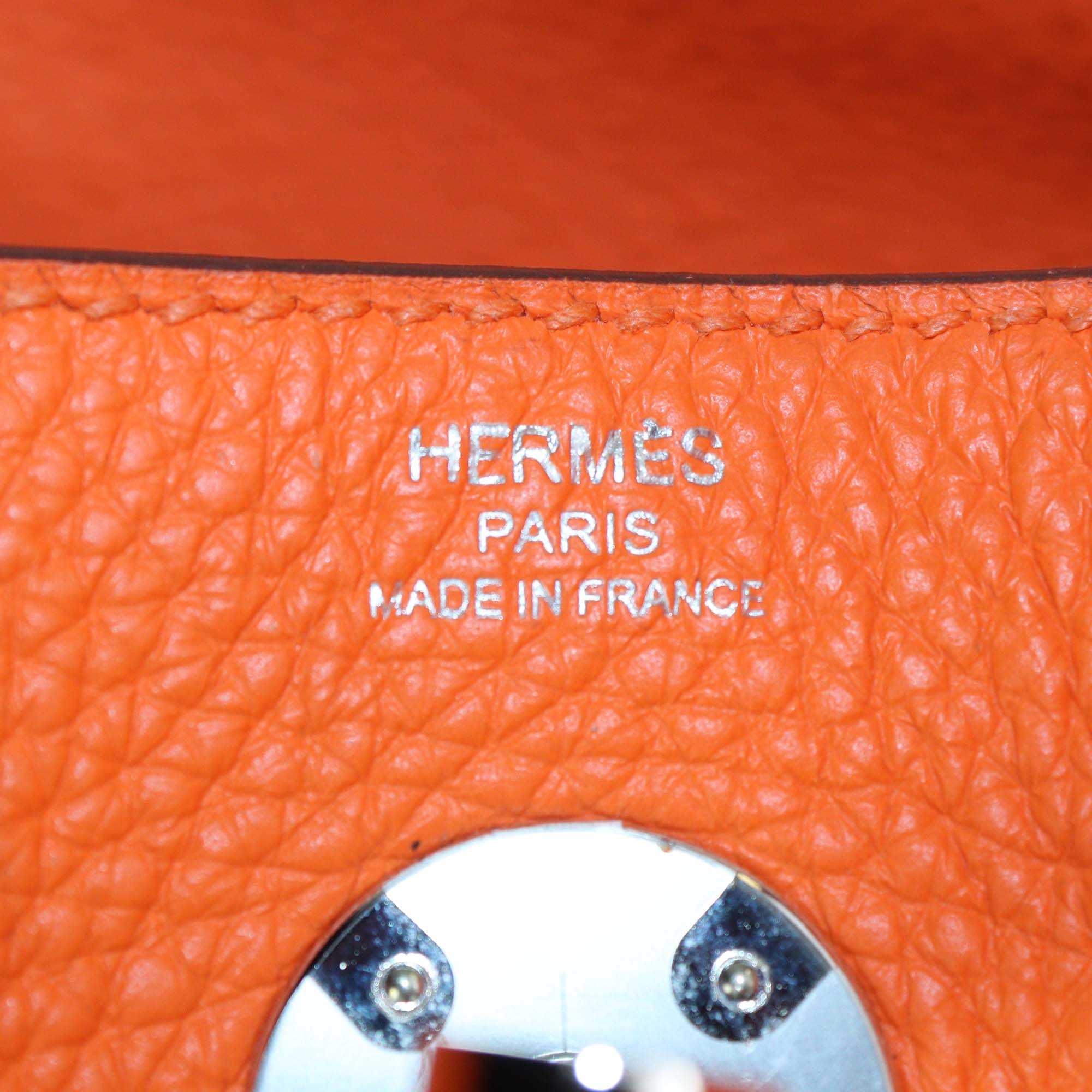 Hermes Orange Minium Clemence Leather Lindy 26 Bag