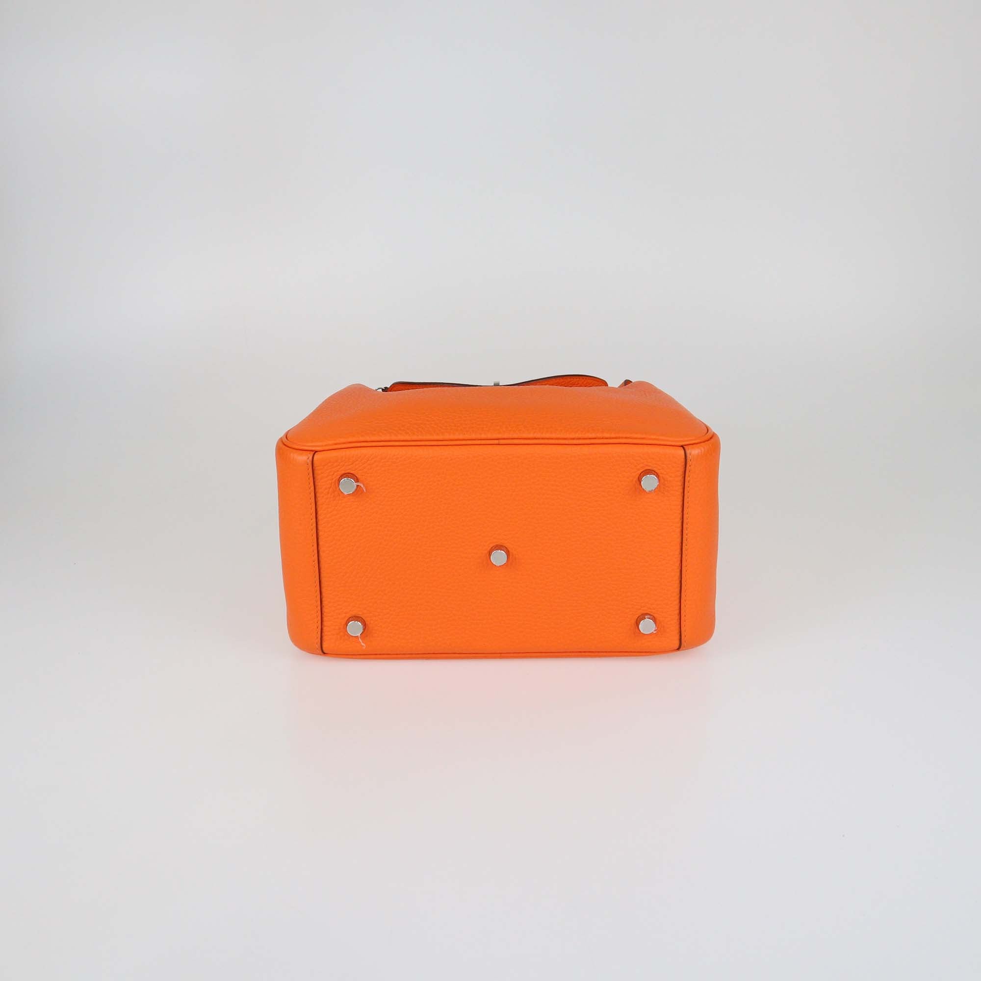 Hermes Orange Minium Clemence Leather Lindy 26 Bag