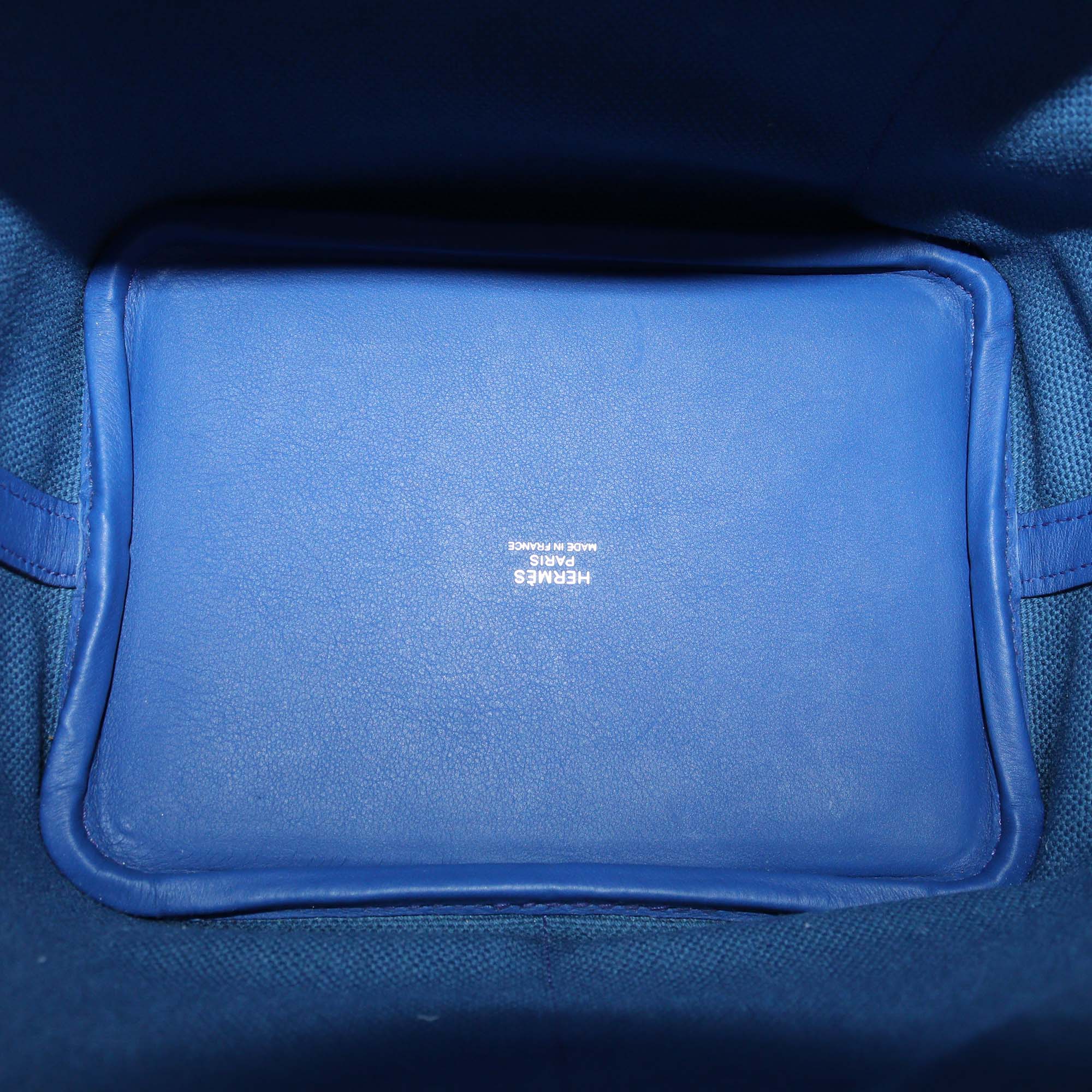 Hermes Egee/Bleu Royal Toile Goeland and Swift Leather Pockets Picotin Lock 18 Bag