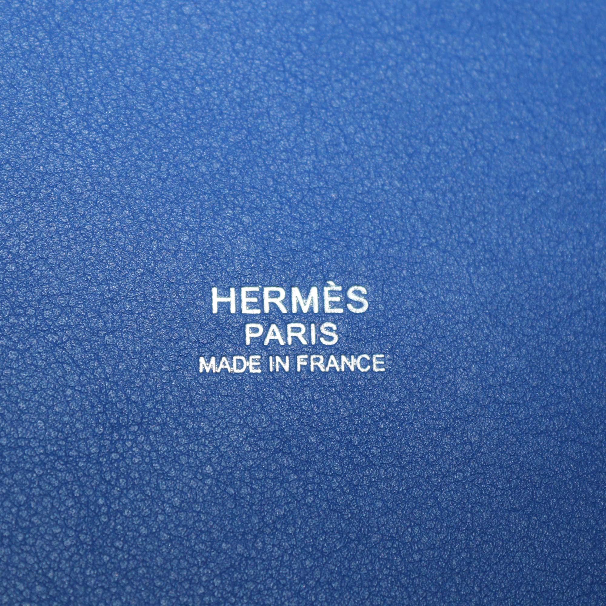 Hermes Egee/Bleu Royal Toile Goeland and Swift Leather Pockets Picotin Lock 18 Bag