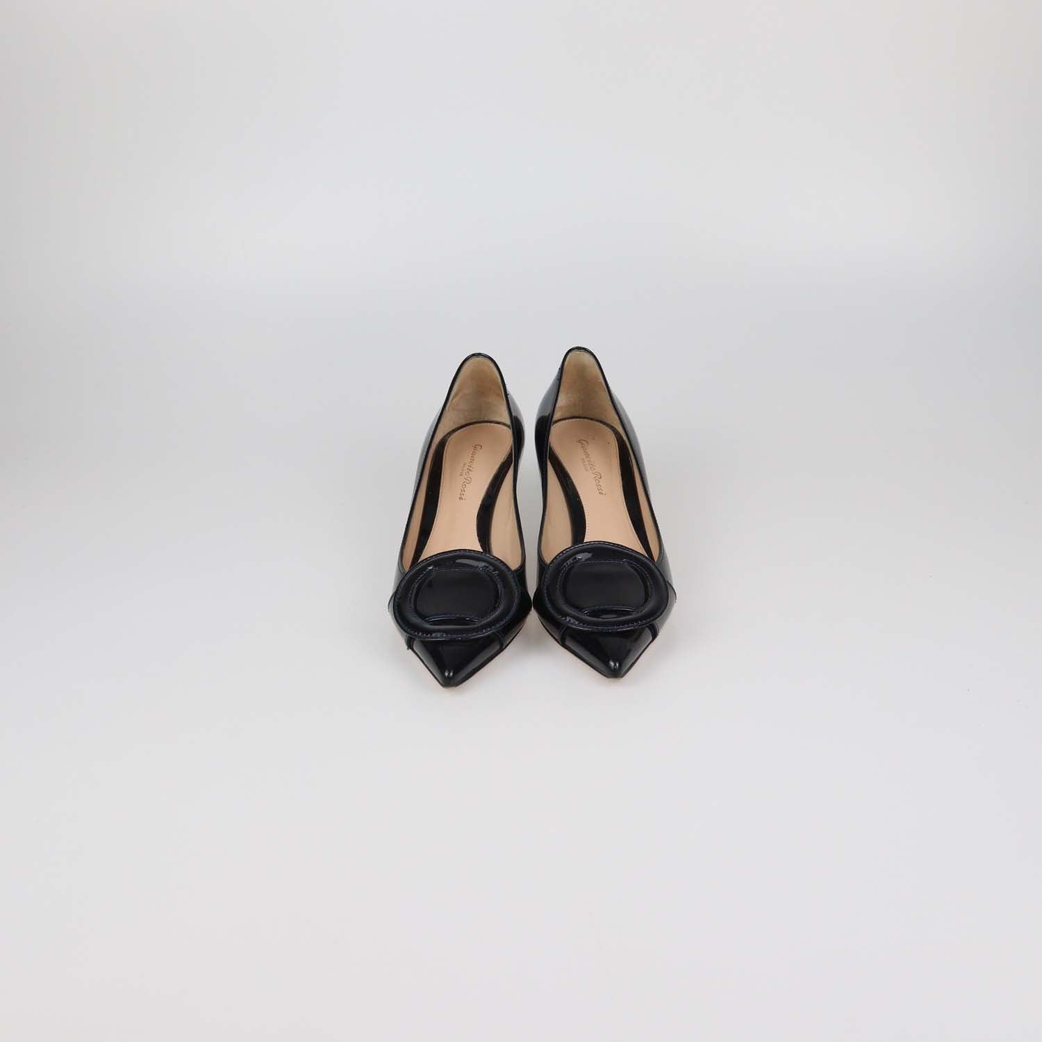 Gianvito Rossi Black Patent Leather Ruby Pointed Toe Pumps