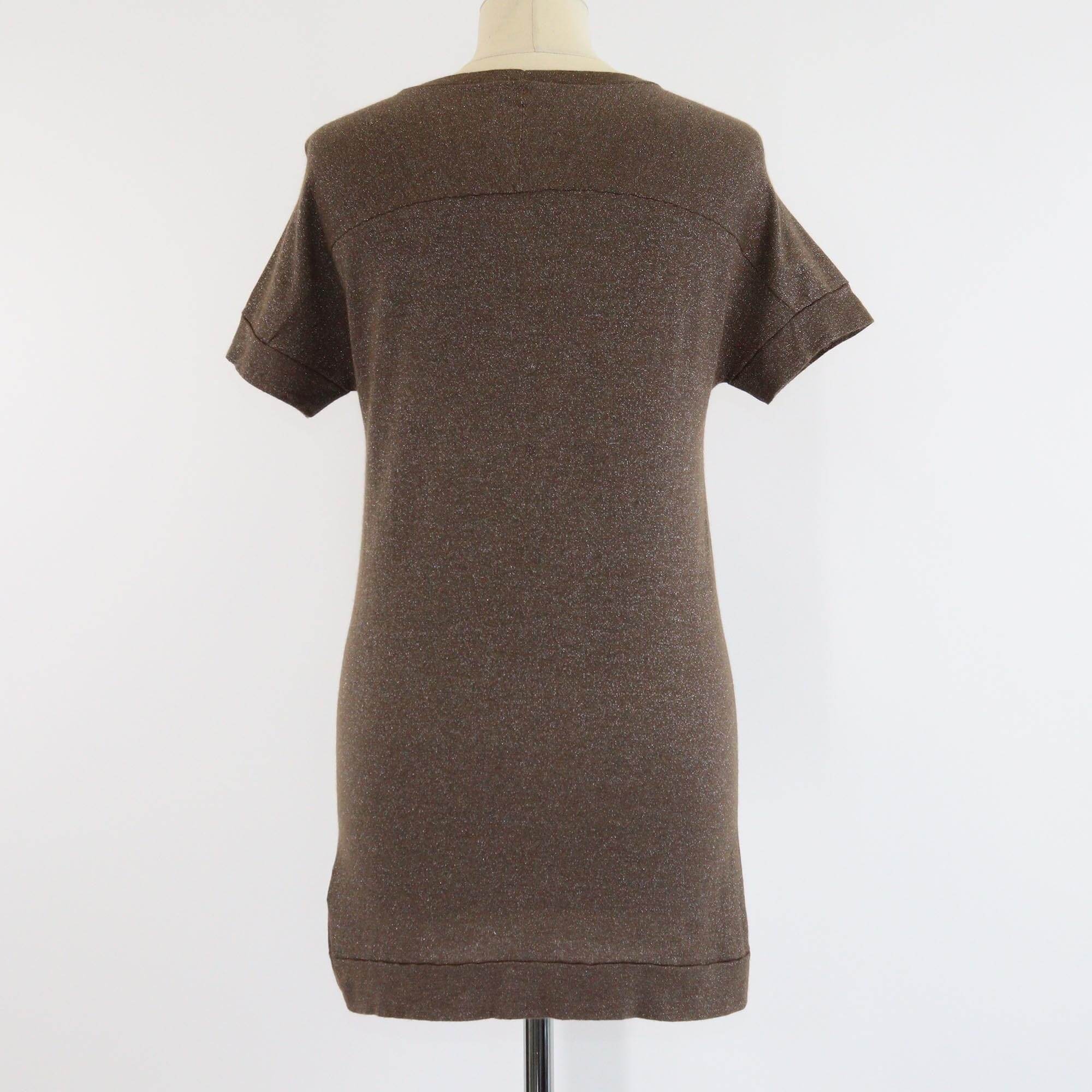Brunello Cucinelli Brown Glittered Short Sleeve Top Womens Brunello Cucinelli