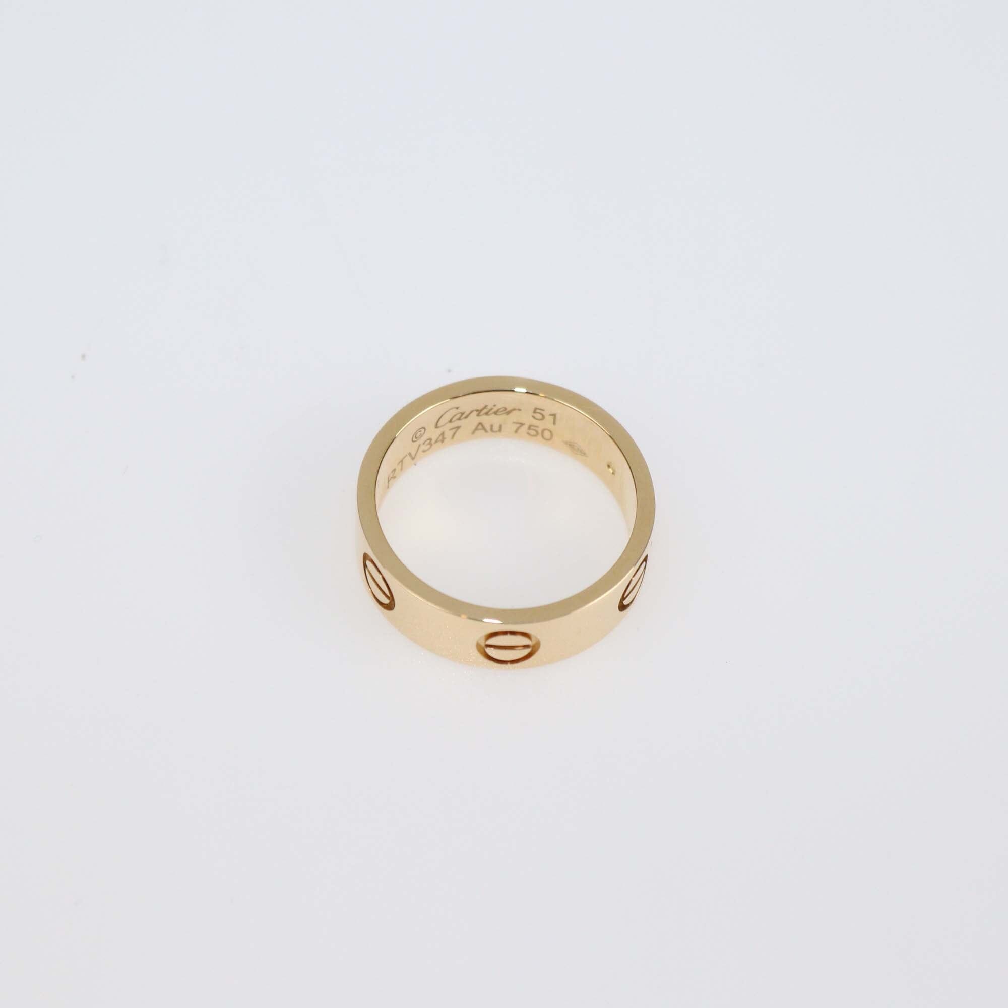 Cartier Love 18K Yellow Gold Small Band RIng Size 51 Womens Cartier