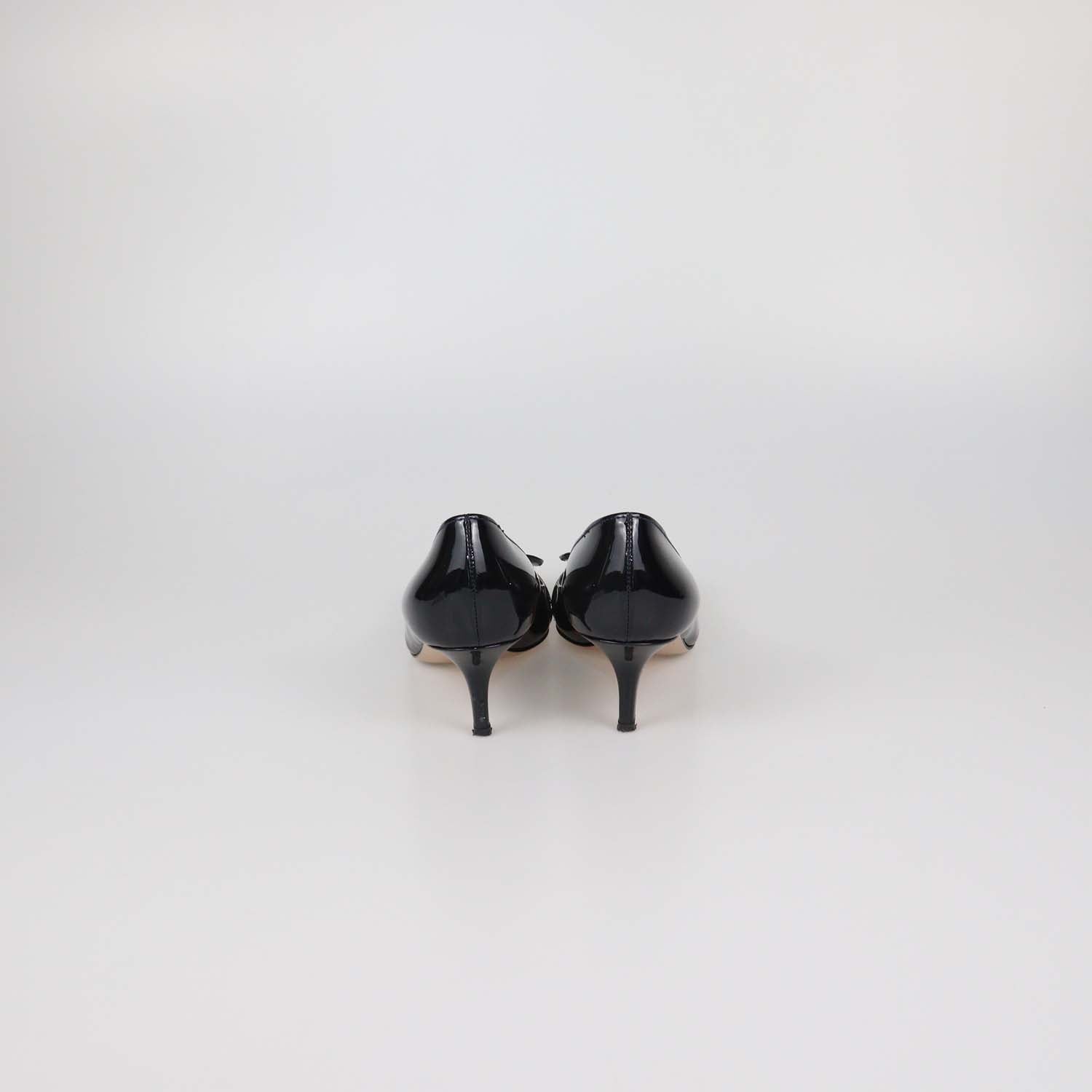 Gianvito Rossi Black Patent Leather Ruby Pointed Toe Pumps
