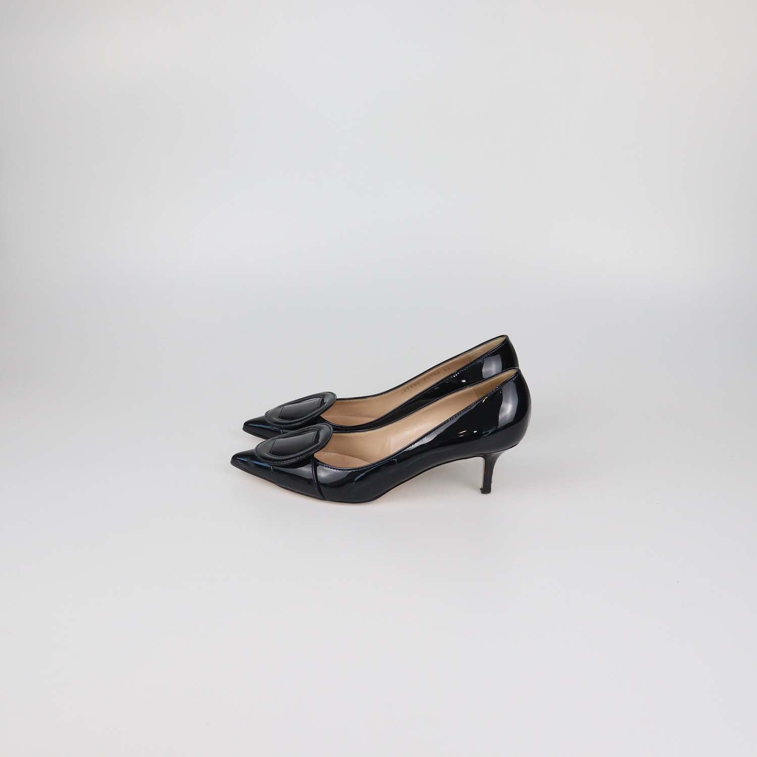 Gianvito Rossi Black Patent Leather Ruby Pointed Toe Pumps