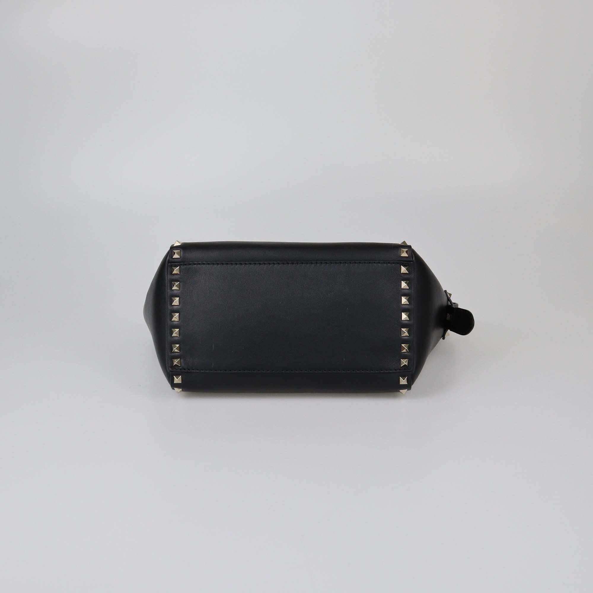 Valentino Black Small Rockstud Trapeze Top Handle Bag Womens Valentino