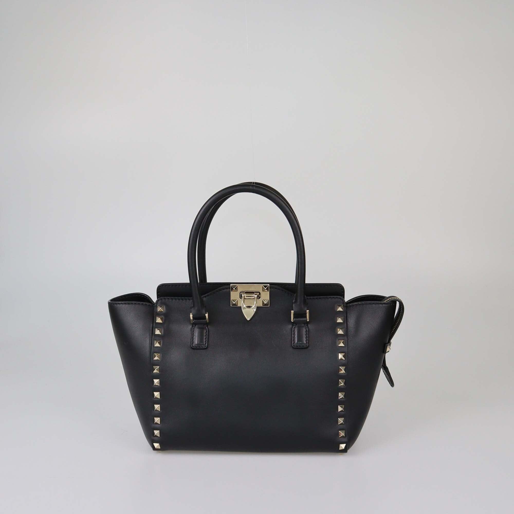 Valentino Black Small Rockstud Trapeze Top Handle Bag Womens Valentino