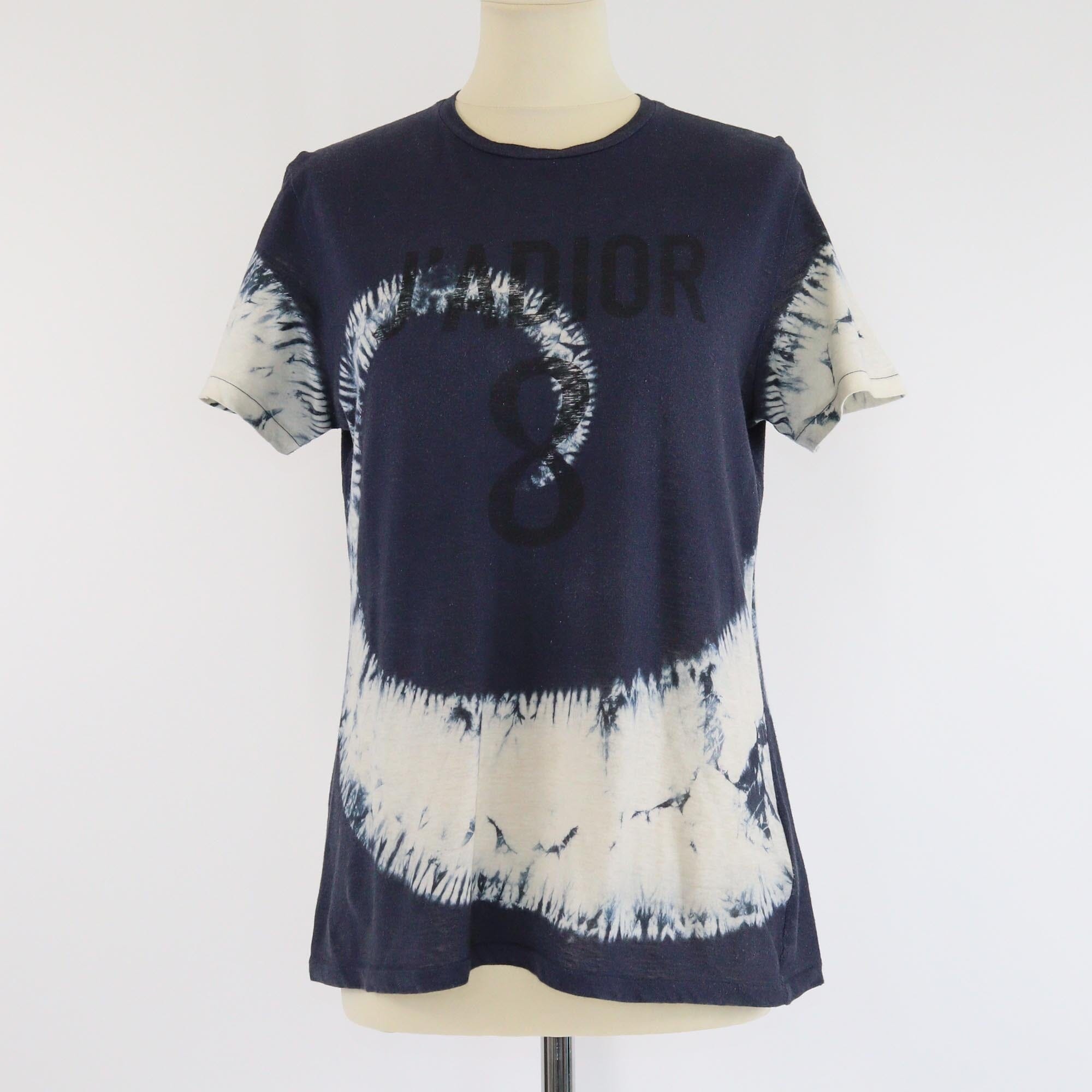Christian Dior Navy Blue/White Tie Dye J'Adior 8 T Shirt Womens Christian Dior