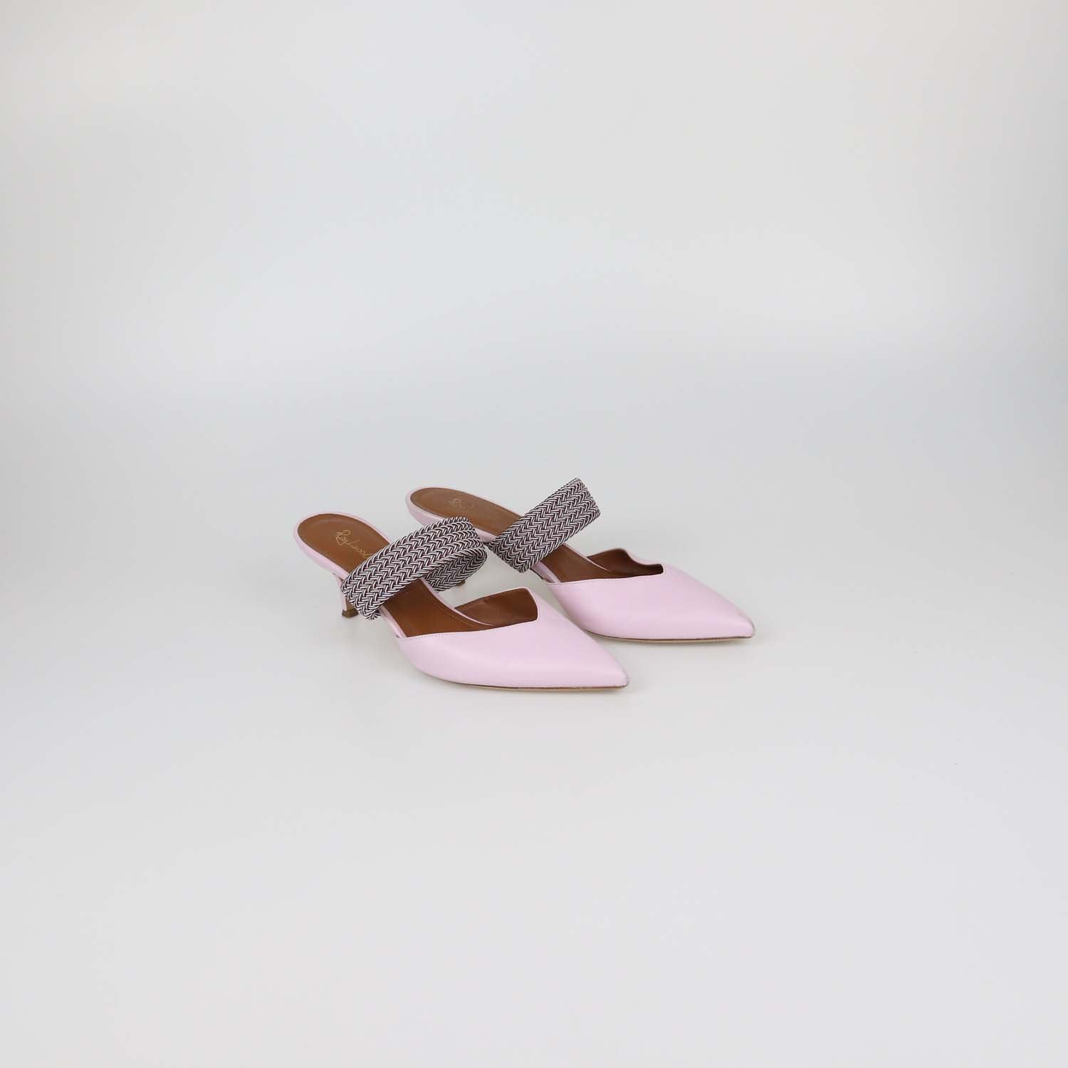Malone Souliers x Ray Luwolt Pink Leather Cord Maisie Mules