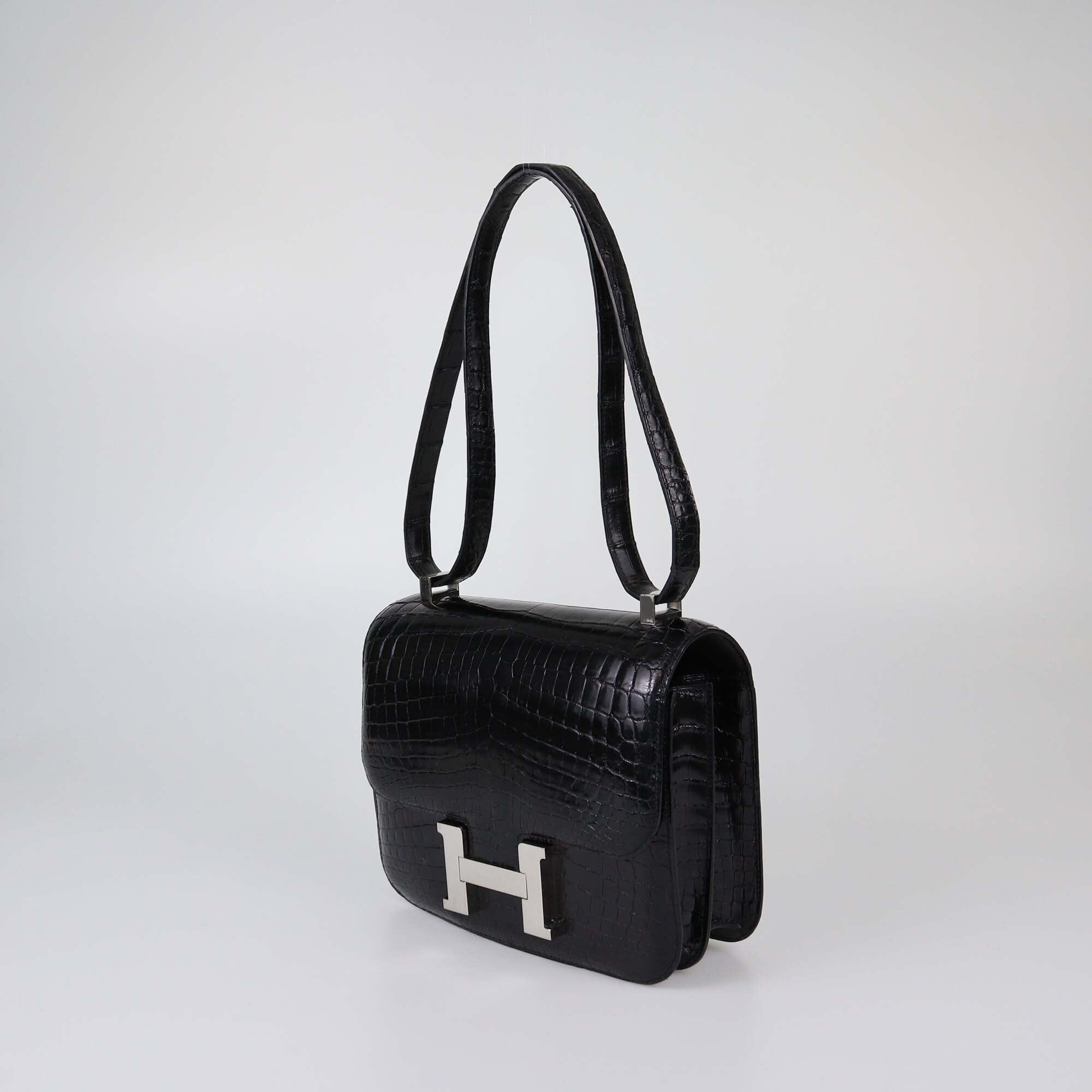 Hermes Black Shine Niloticus Crocodile Constance 24 Bag Womens Hermes