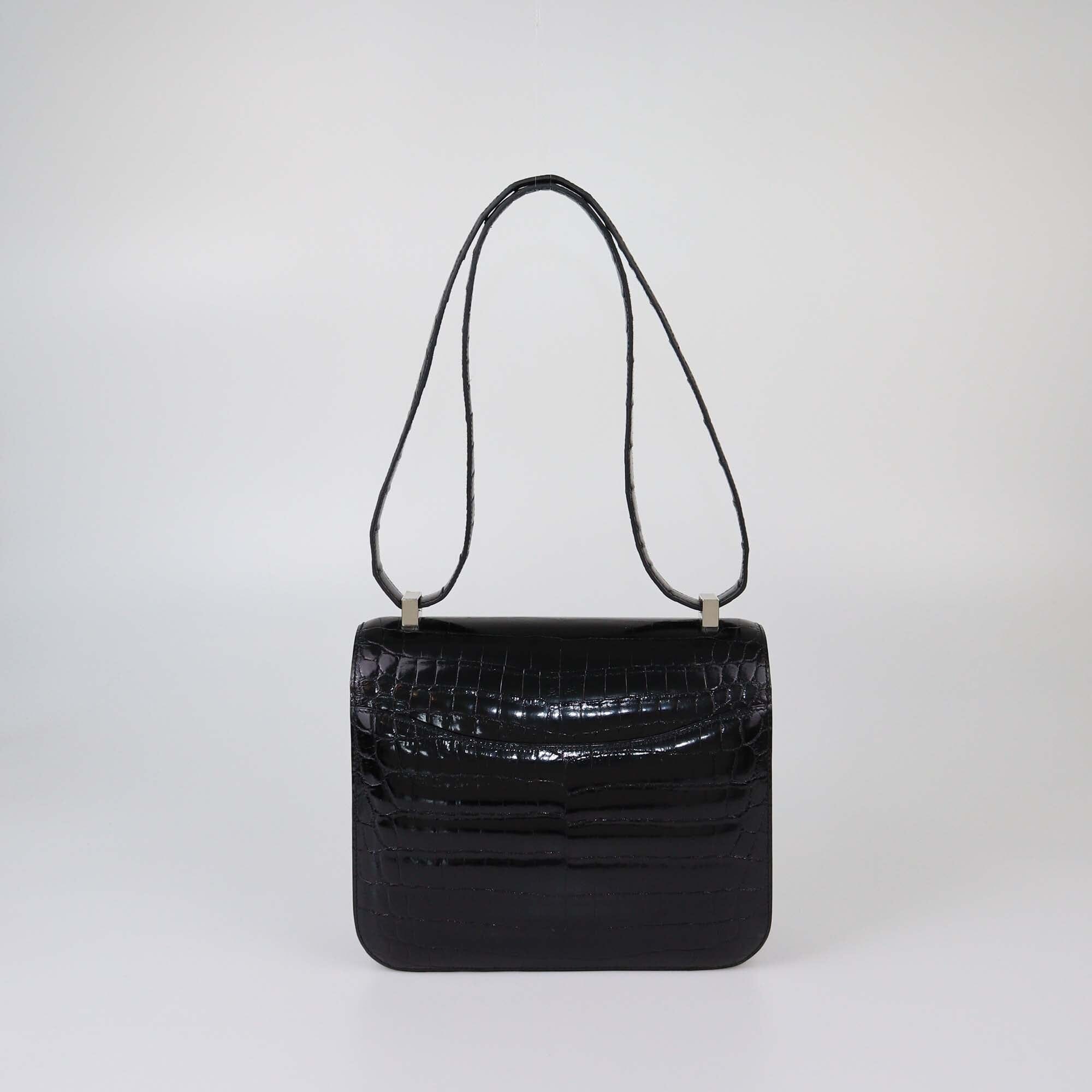 Hermes Black Shine Niloticus Crocodile Constance 24 Bag Womens Hermes