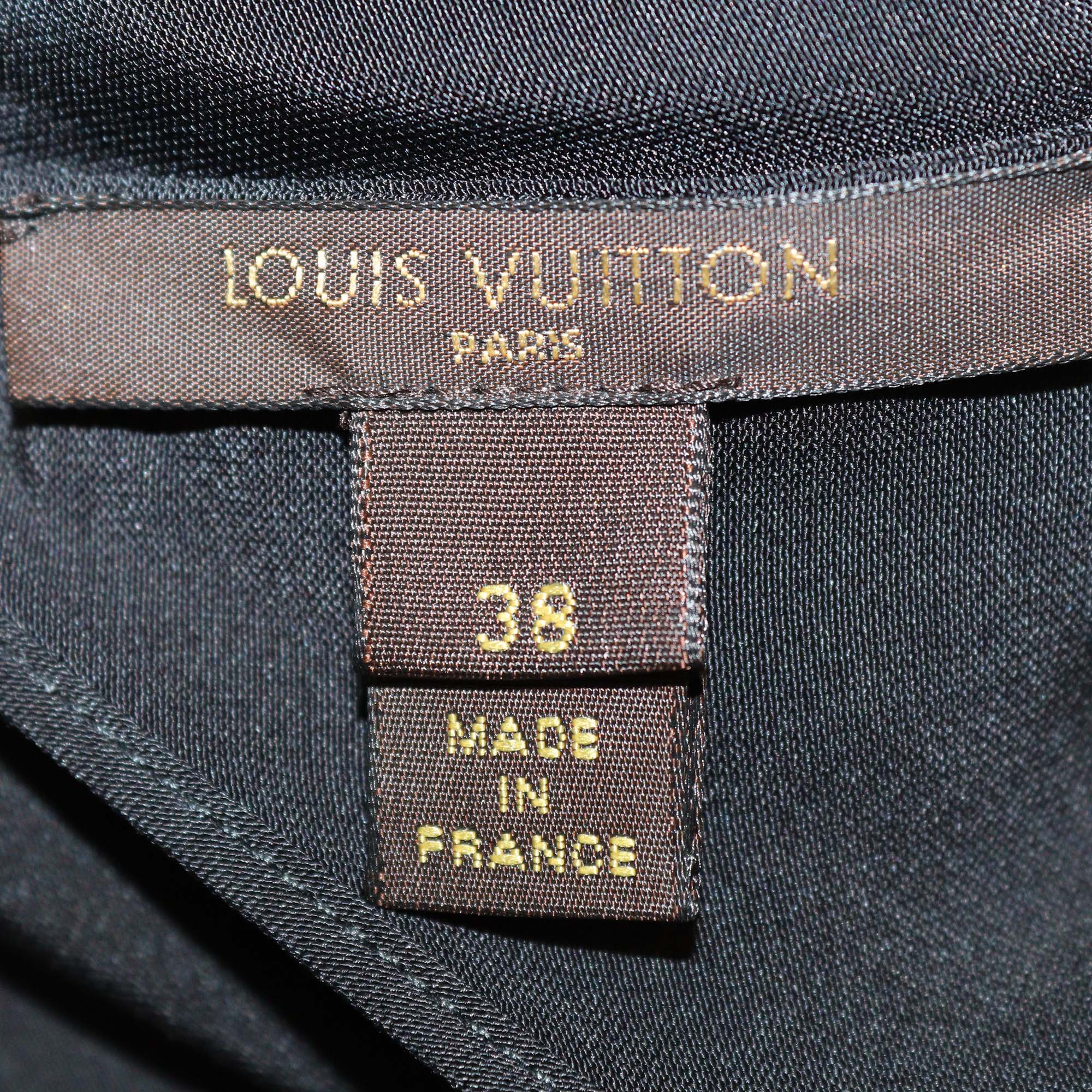 Louis Vuitton Black Silk Spaghetti Cross Strap Back Braided Jumpsuit