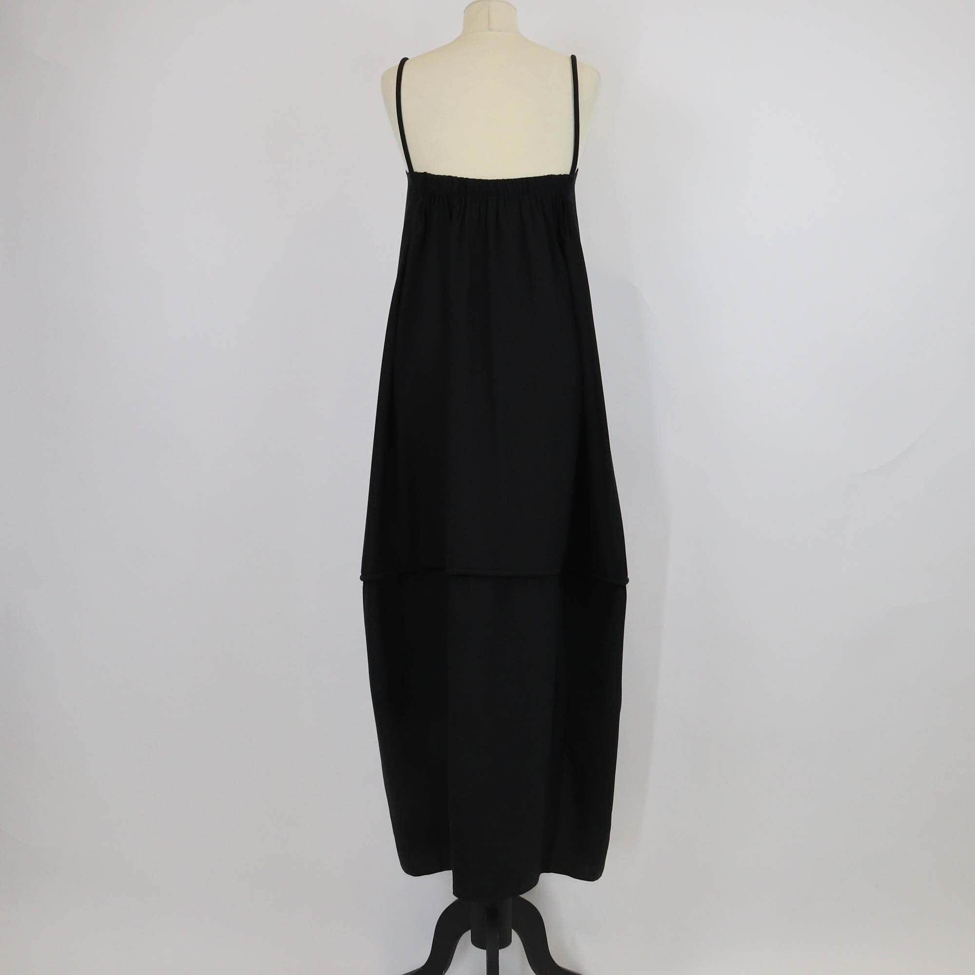 Beira Black Cotton Square Neckline Sleeveless Dress