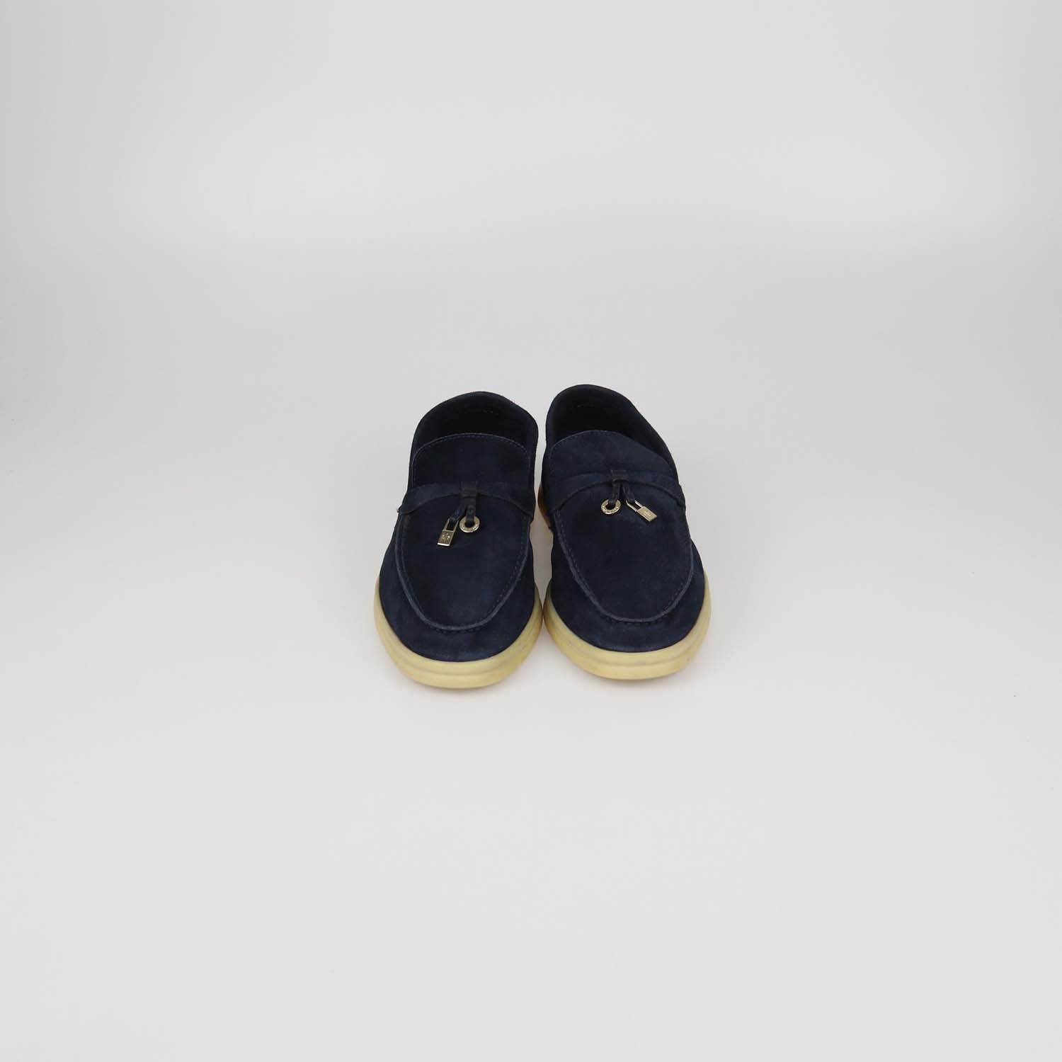 Loro Piana Navy Blue Suede Summer Walk Loafers