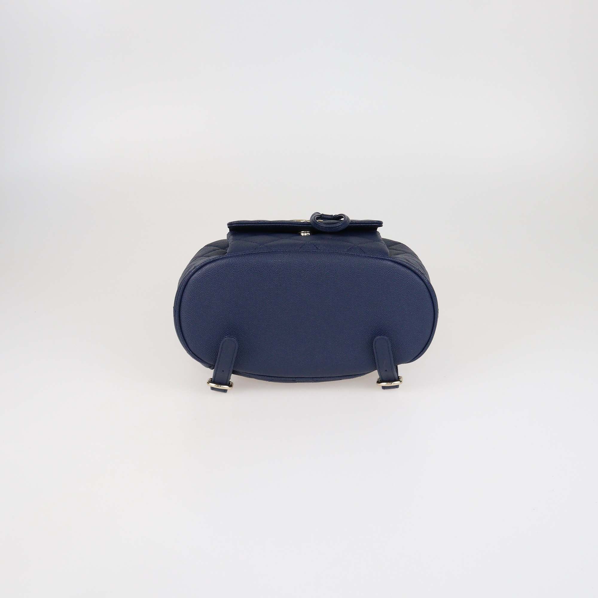 Chanel Navy Blue Quilted Caviar Leather Small Duma Backpack