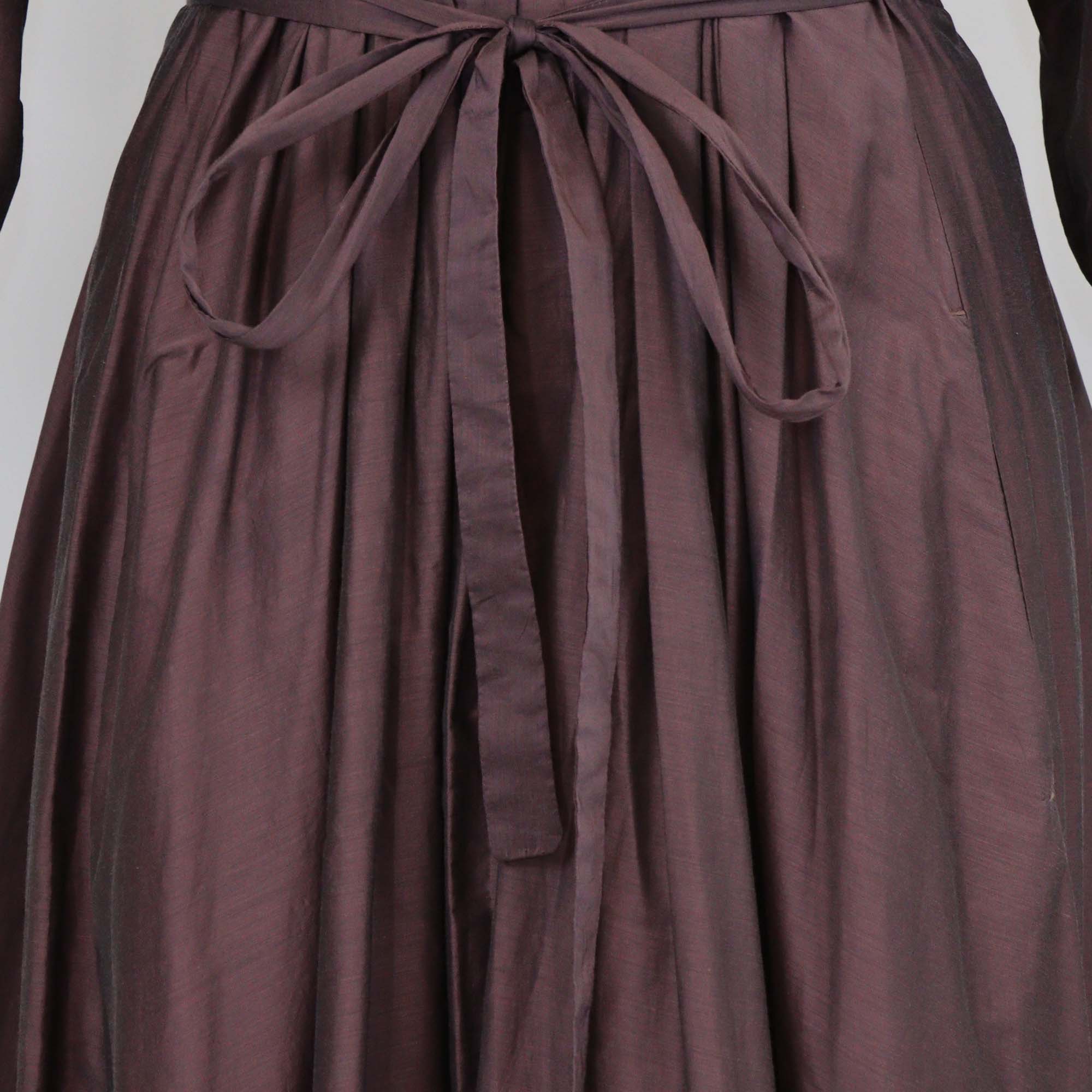 S MaxMara Purple Blend Cotton Pleated Maxi Dress