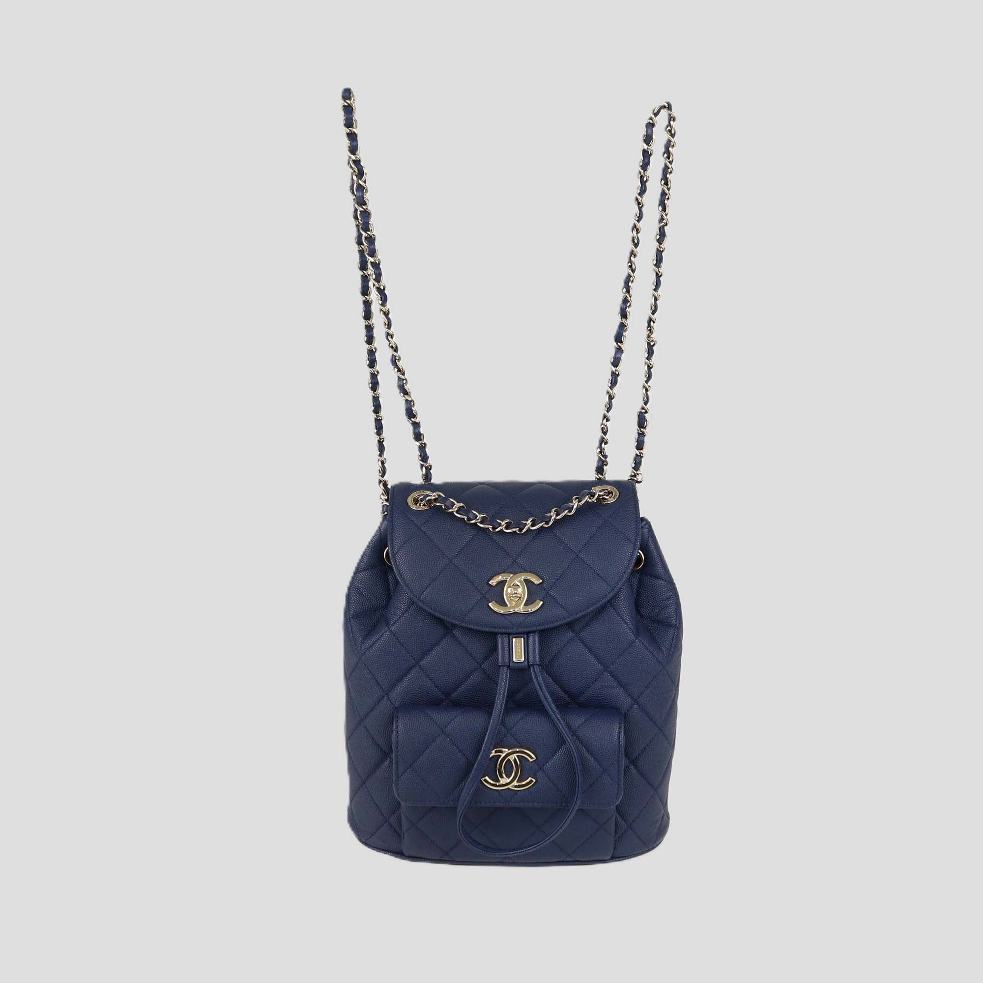 Chanel Navy Blue Quilted Caviar Leather Small Duma Backpack