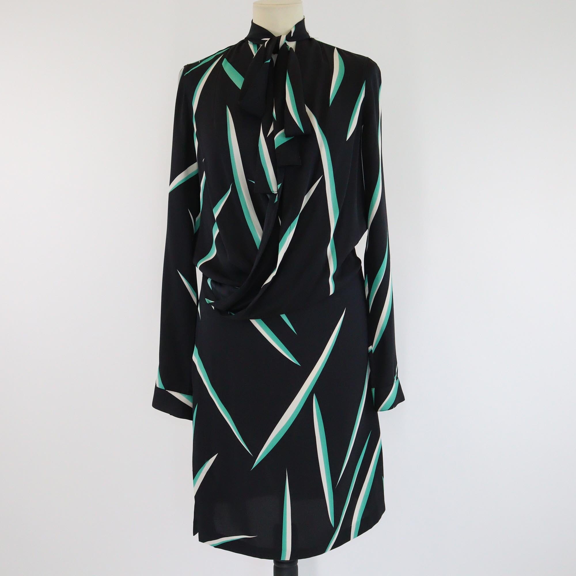 Diane Von Furstenberg Tricolor Printed Rosalie Long Sleeve Dress Womens Diane Von Furstenberg