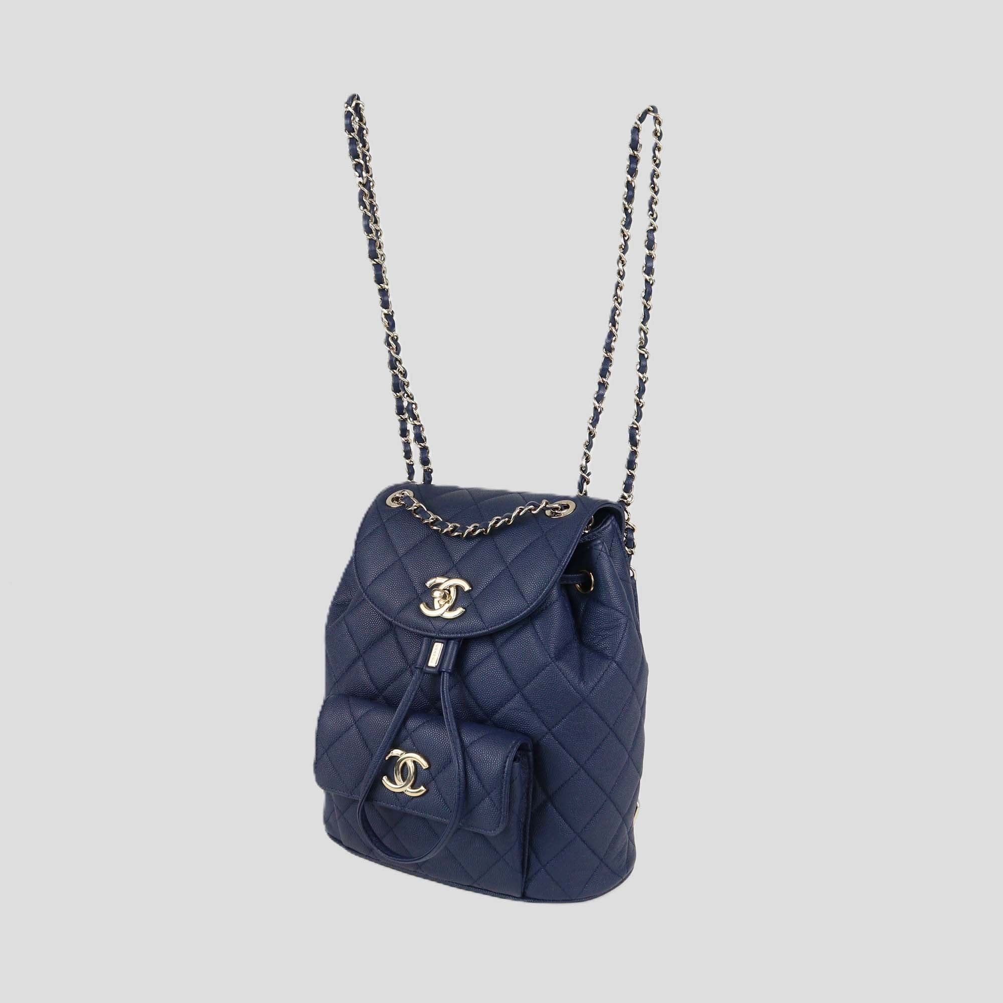 Chanel Navy Blue Quilted Caviar Leather Small Duma Backpack