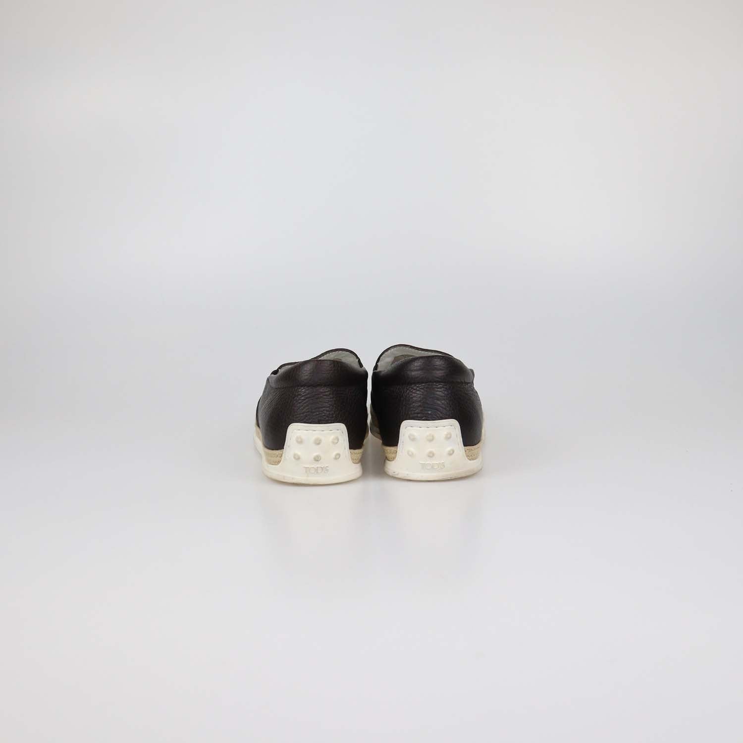 Tod's Dark Brown Leather Slip On Espadrille Flats