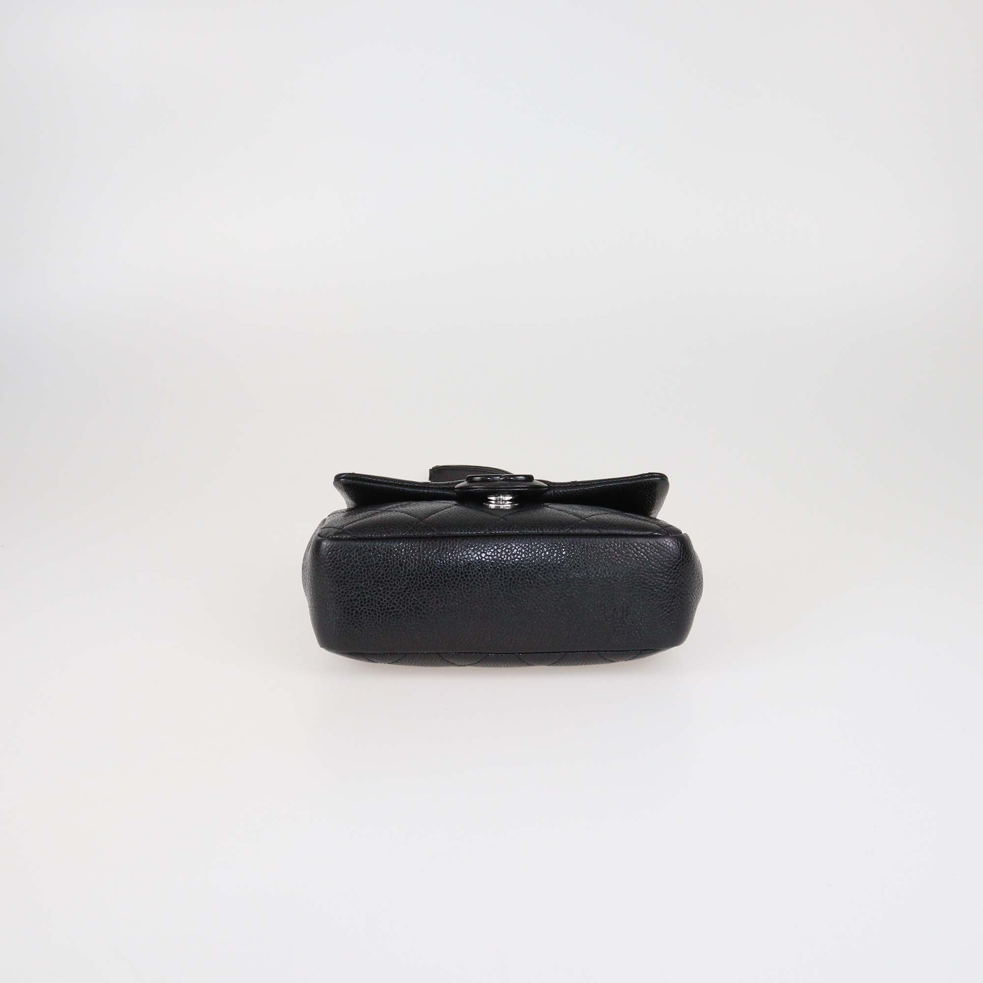 Chanel Black Quilted Caviar Leather Mini Square Flap Crossbody Bag